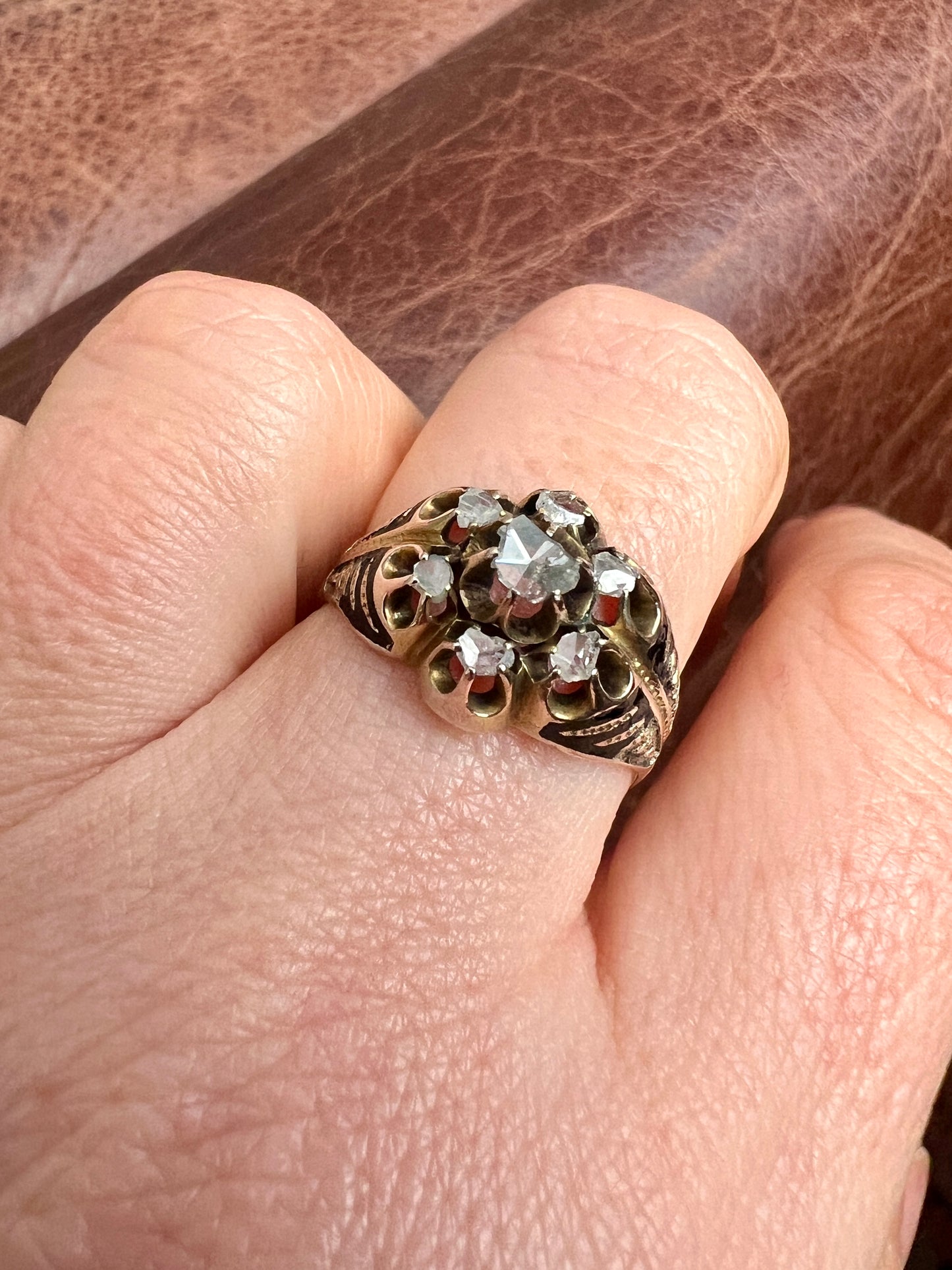 Georgian Rose Cut Diamond Enamel Ring
