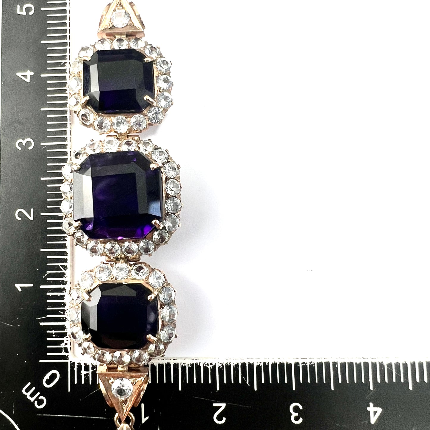 Vintage Amethyst and Spinel Gold Bracelet