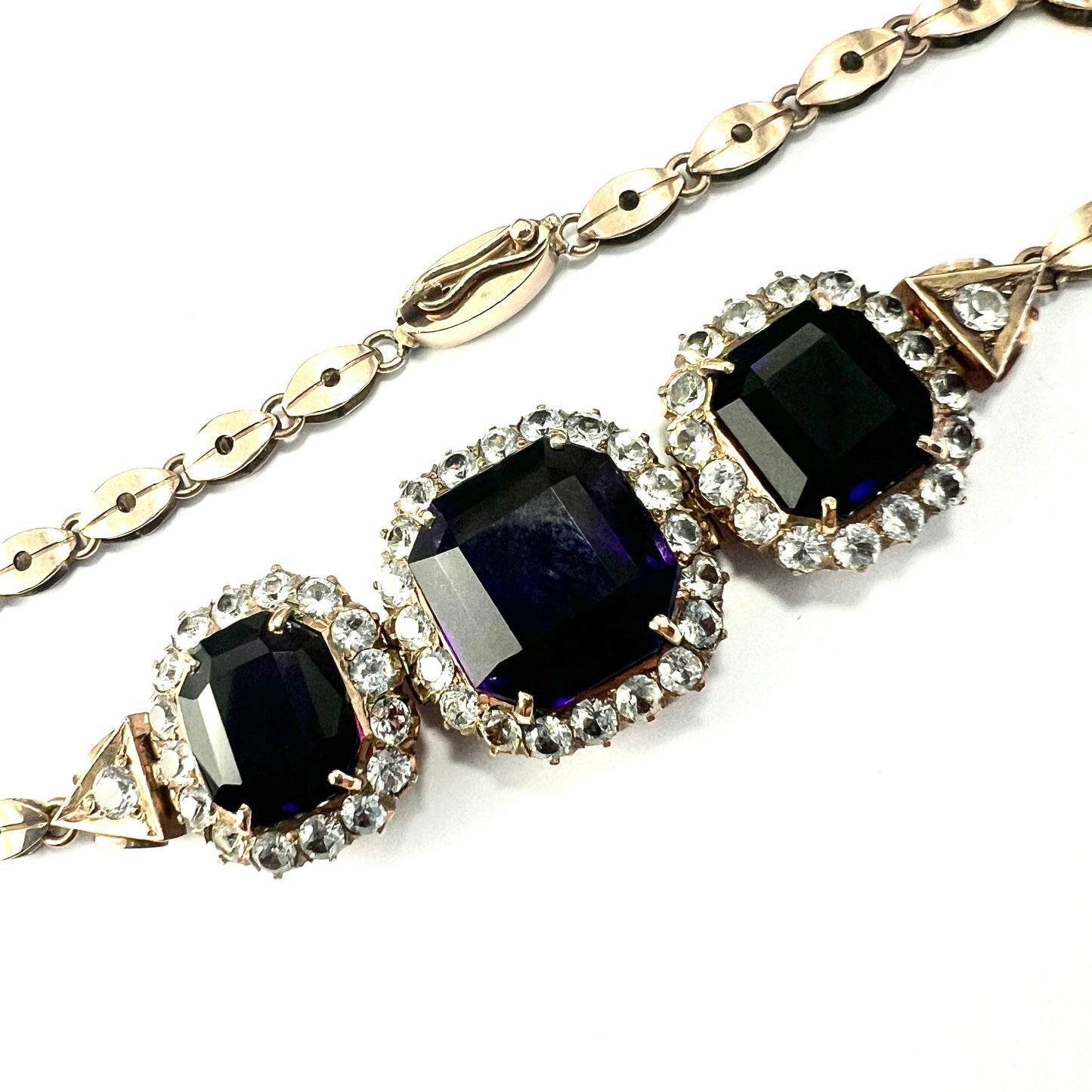 Vintage Amethyst and Spinel Gold Bracelet