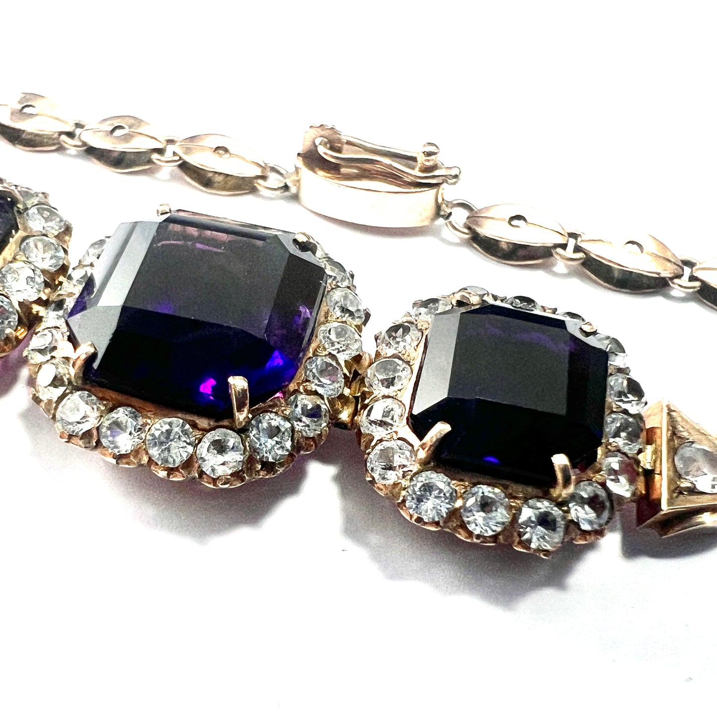 Vintage Amethyst and Spinel Gold Bracelet