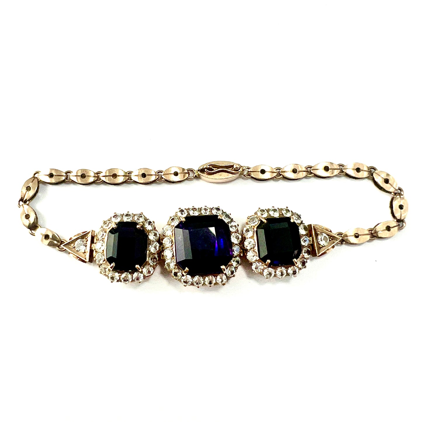 Vintage Amethyst and Spinel Gold Bracelet