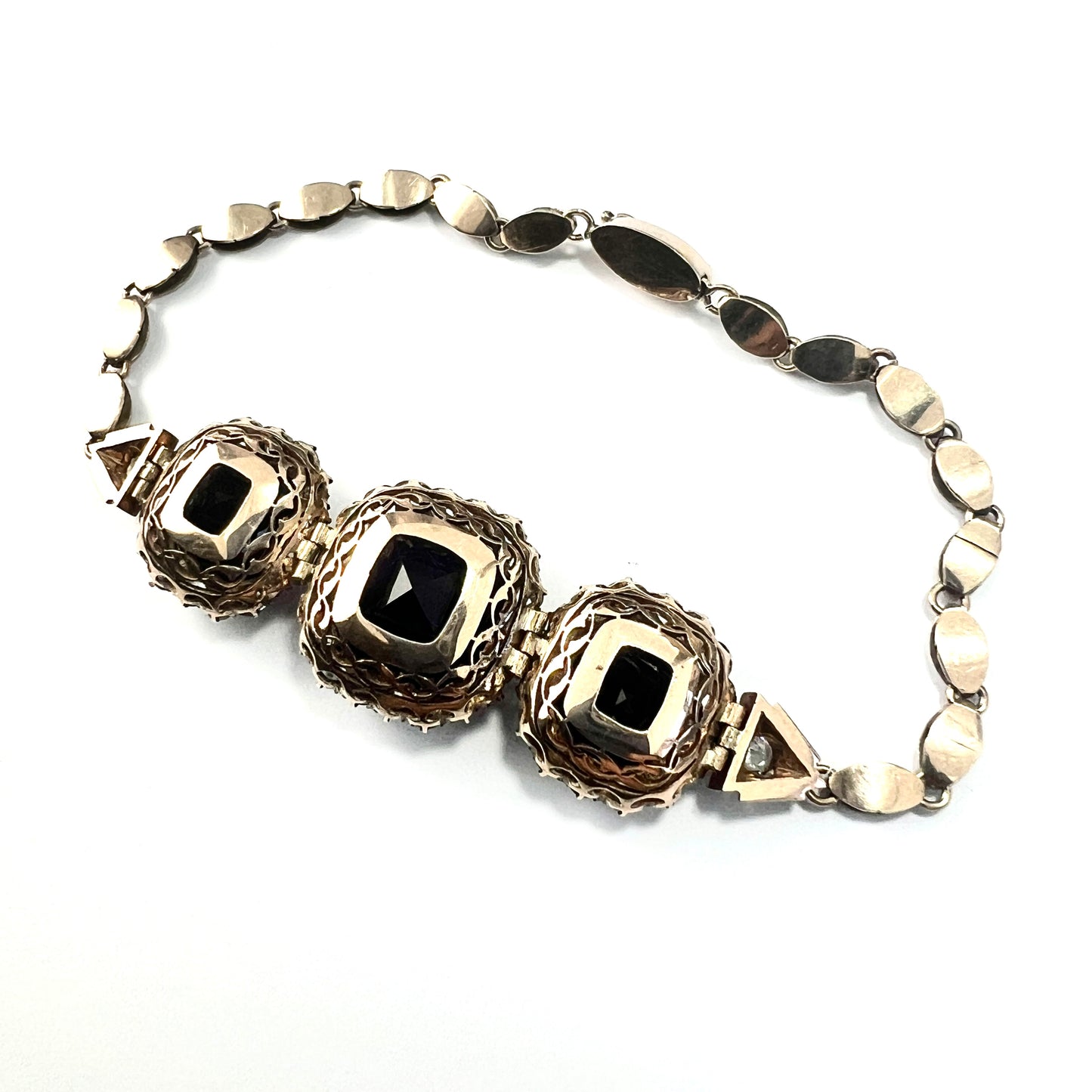 Vintage Amethyst and Spinel Gold Bracelet