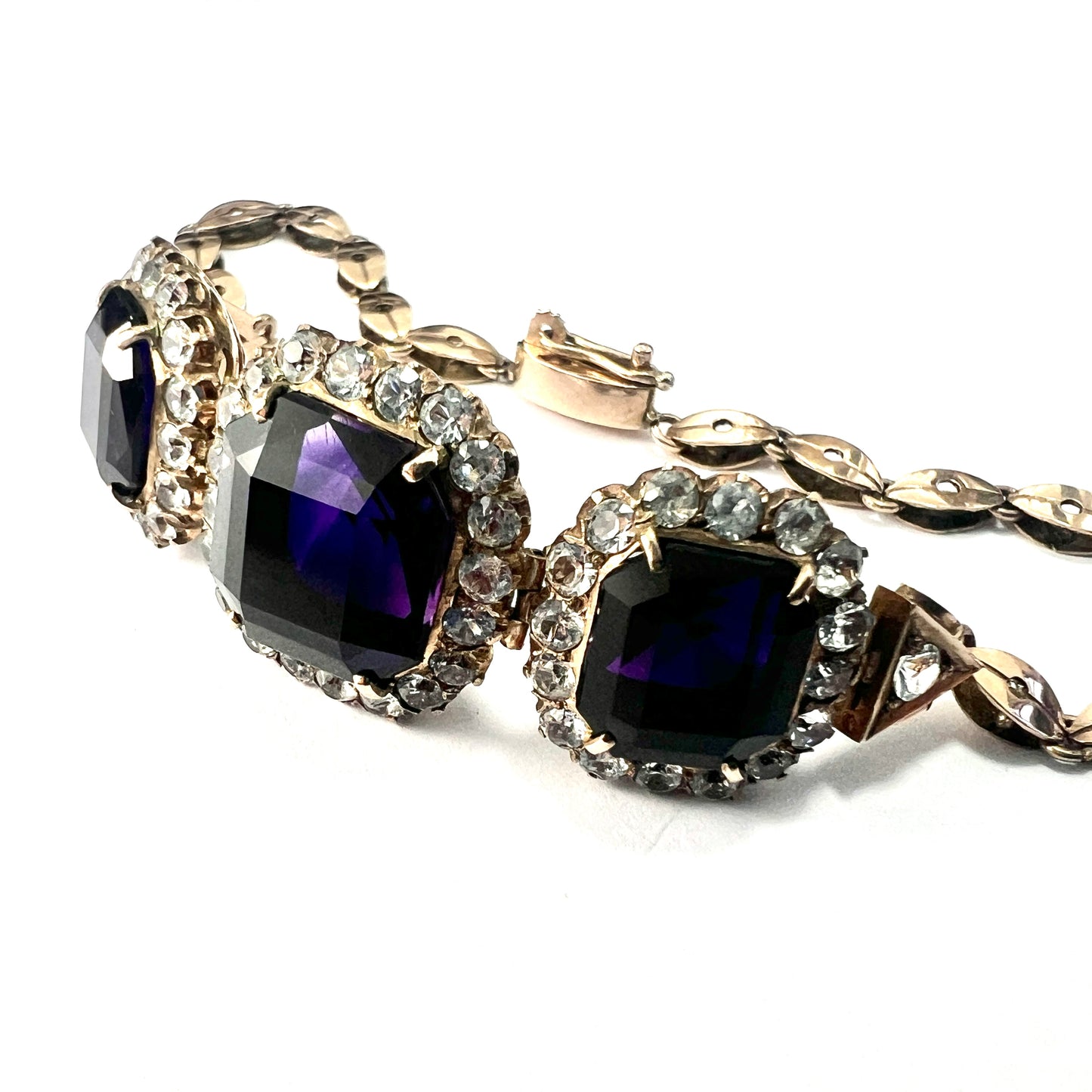 Vintage Amethyst and Spinel Gold Bracelet