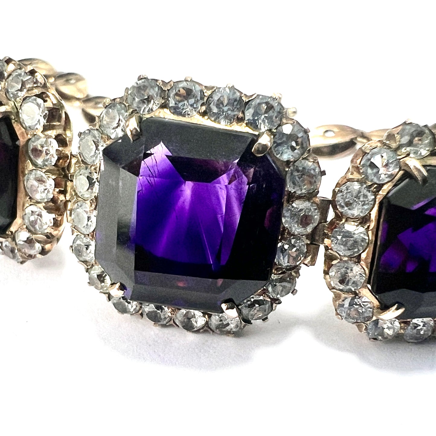 Vintage Amethyst and Spinel Gold Bracelet
