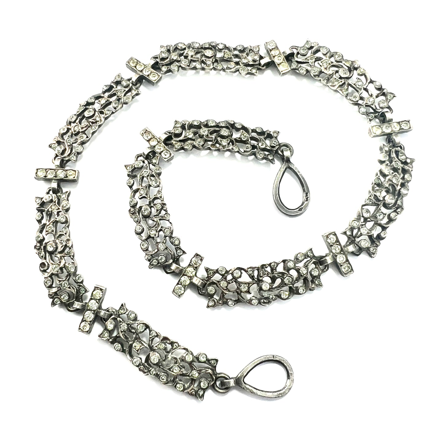 19th Century French Paste Yvetot Silver Necklace