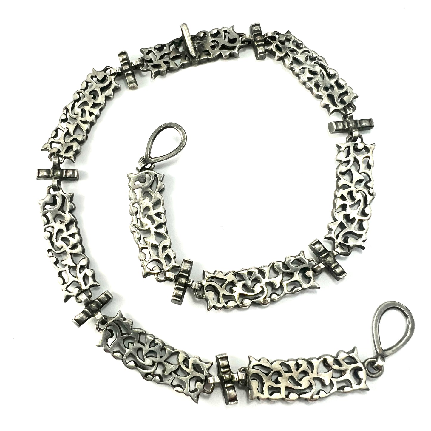 19th Century French Paste Yvetot Silver Necklace
