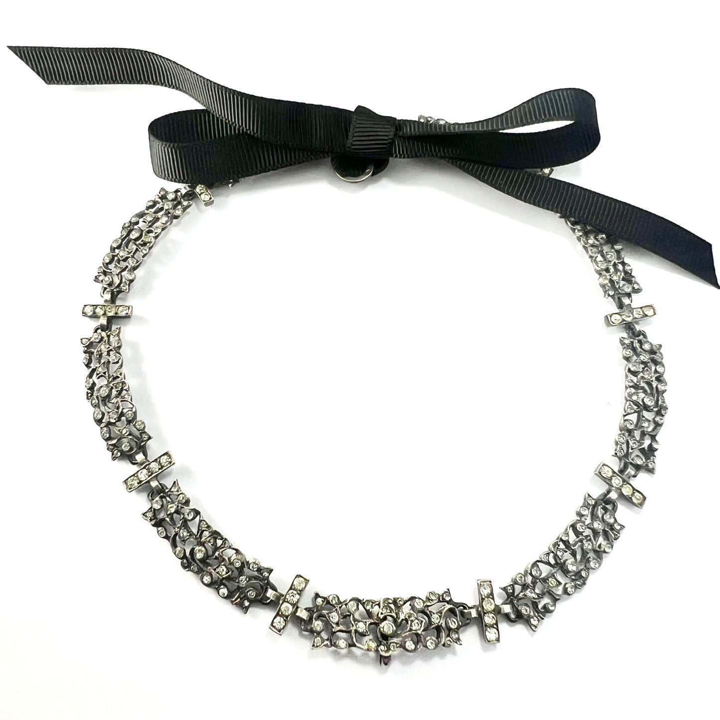 19th Century French Paste Yvetot Silver Necklace