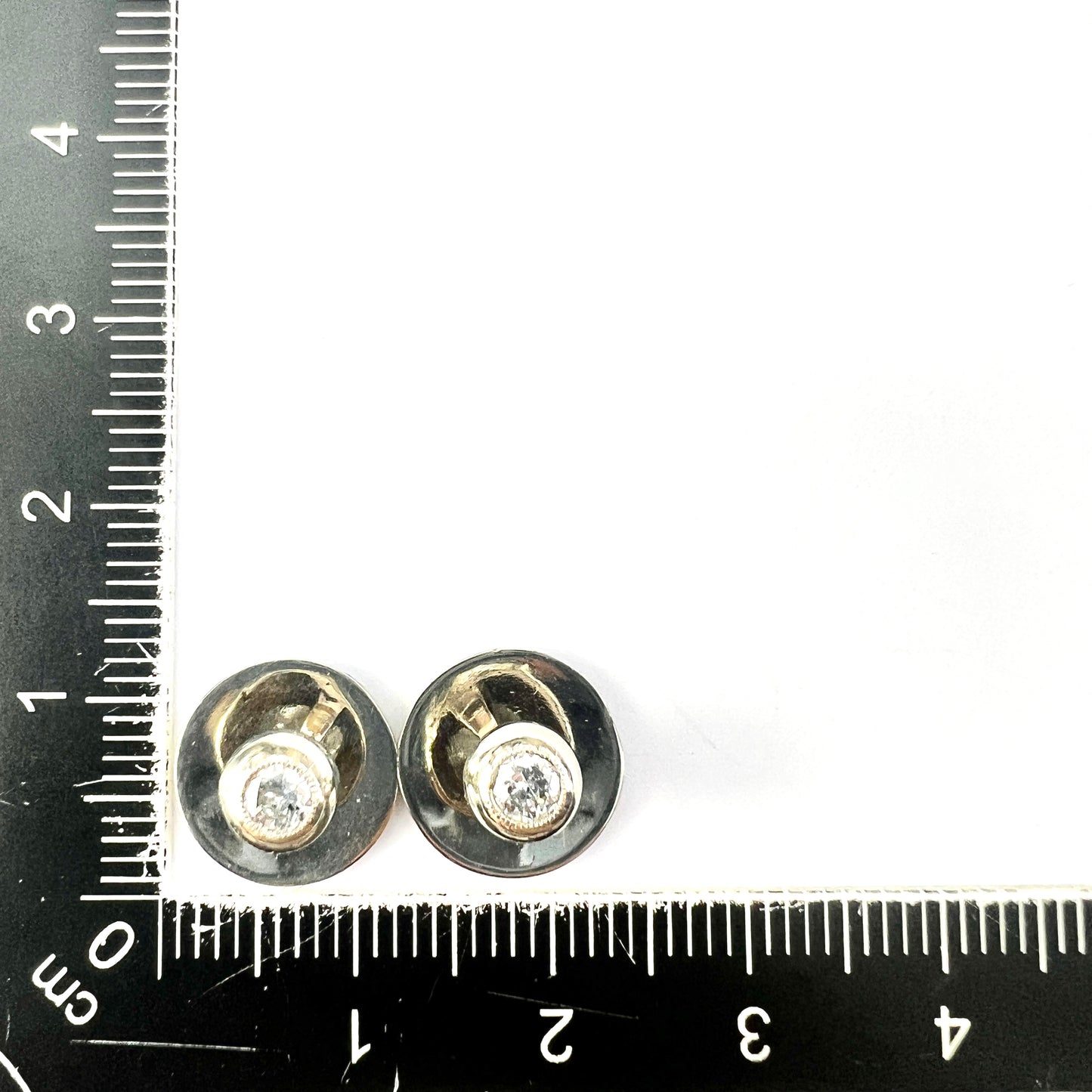 Boxed Vintage Diamond 18CT White Gold Shirt Studs