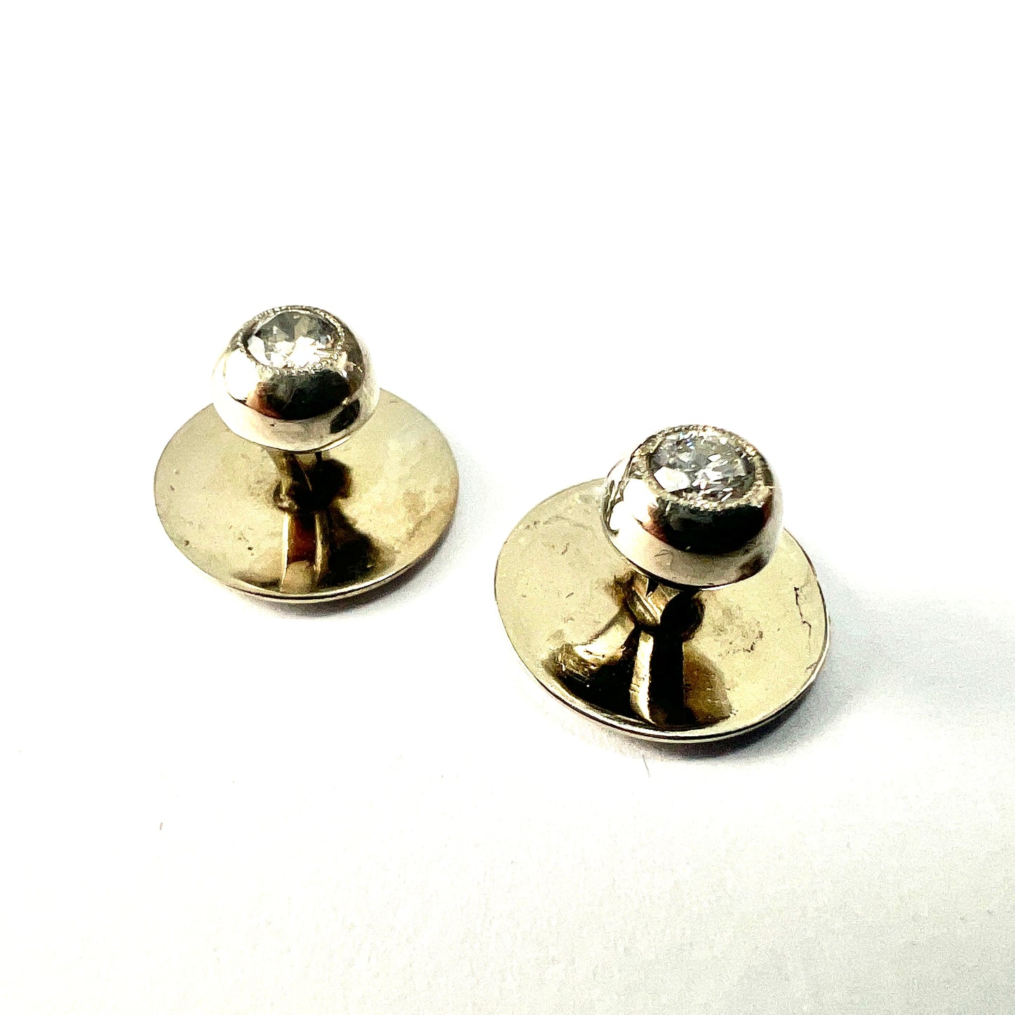 Boxed Vintage Diamond 18CT White Gold Shirt Studs