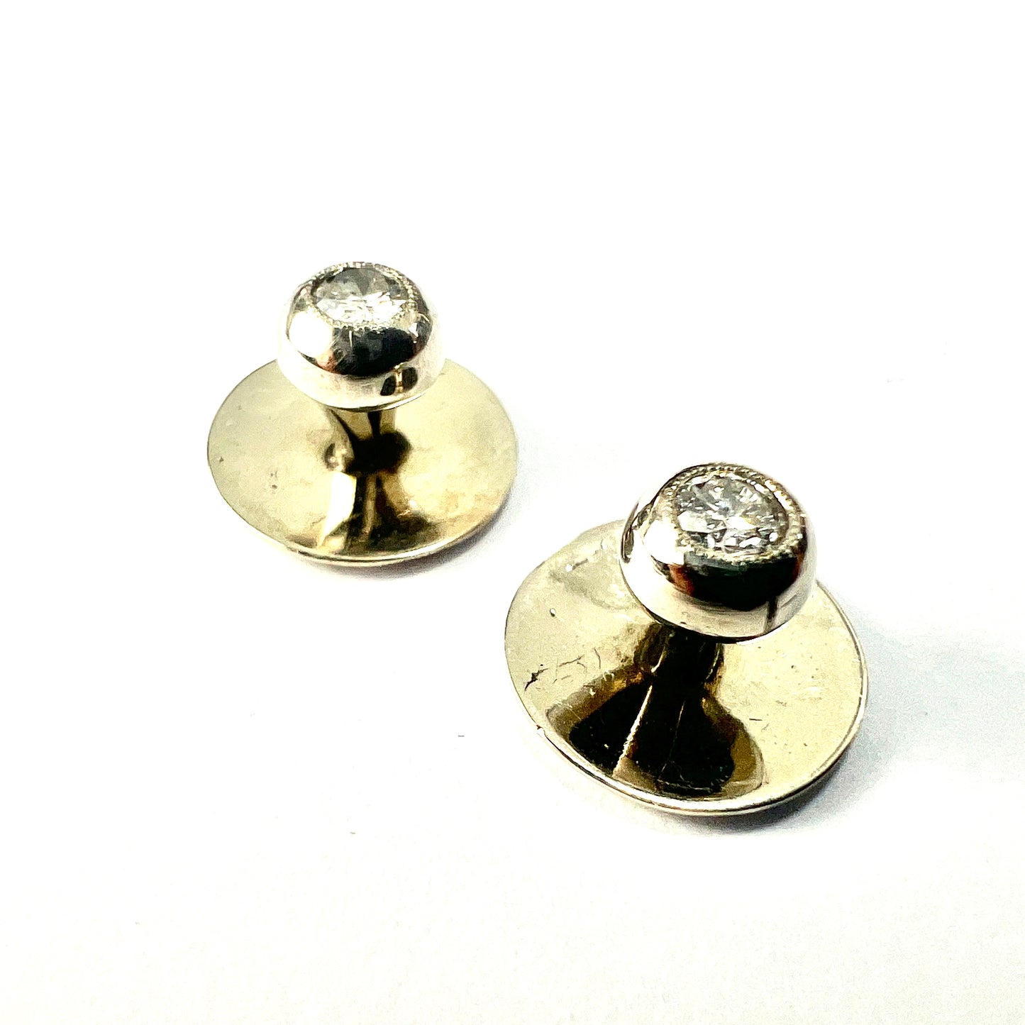 Boxed Vintage Diamond 18CT White Gold Shirt Studs