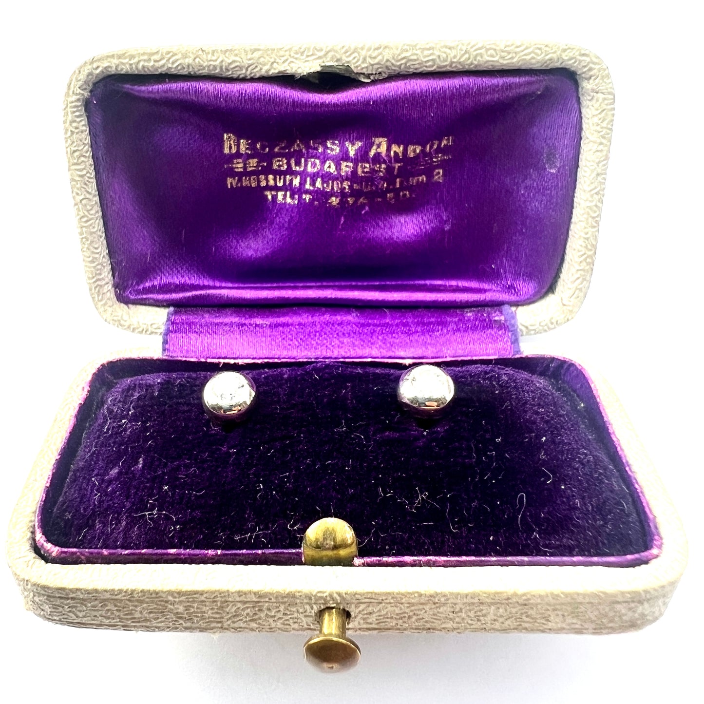 Boxed Vintage Diamond 18CT White Gold Shirt Studs
