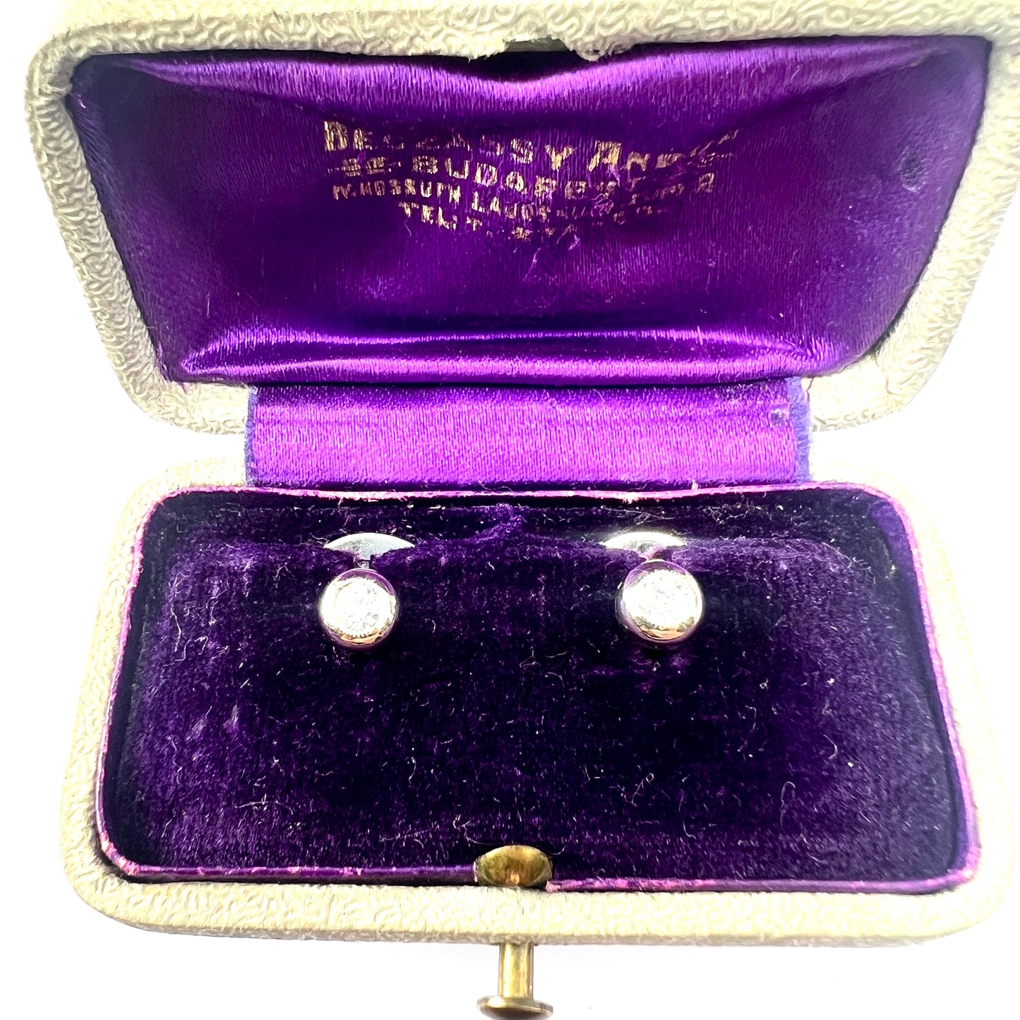 Boxed Vintage Diamond 18CT White Gold Shirt Studs