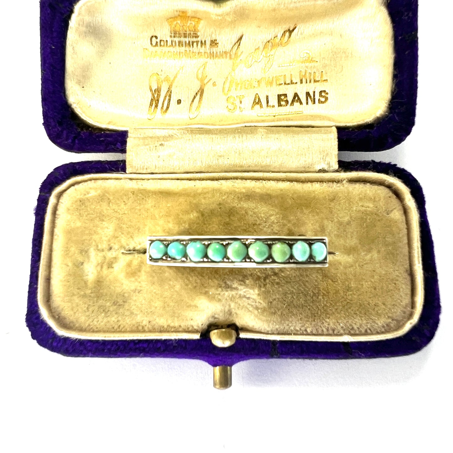 Tiny Antique Turquoise Line Brooch