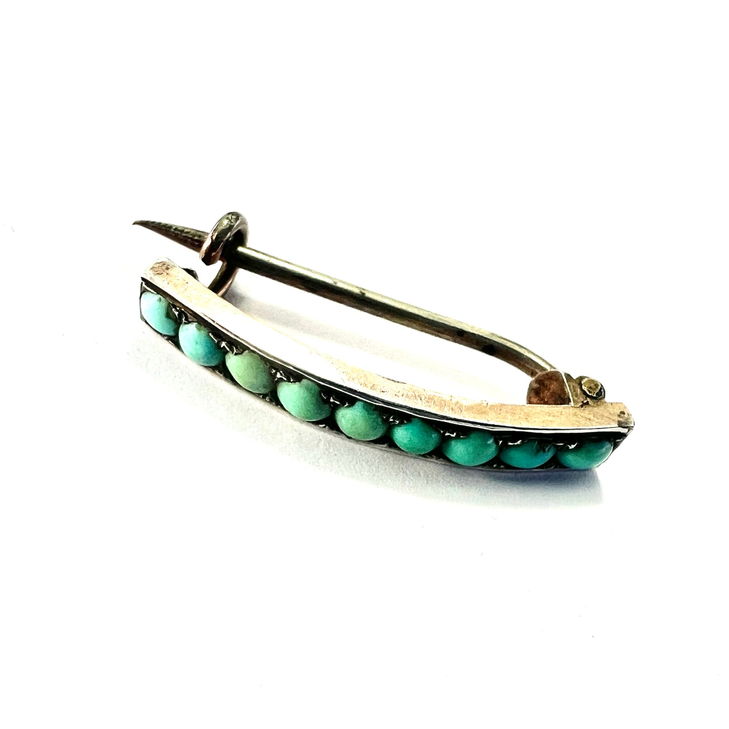 Tiny Antique Turquoise Line Brooch