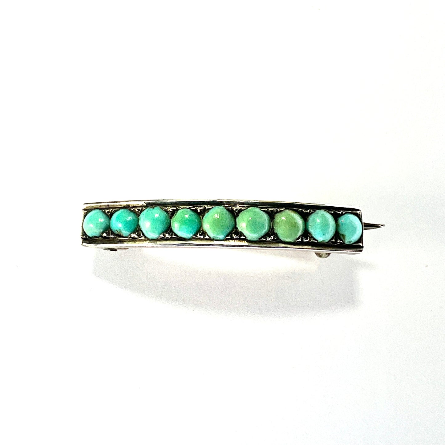 Tiny Antique Turquoise Line Brooch