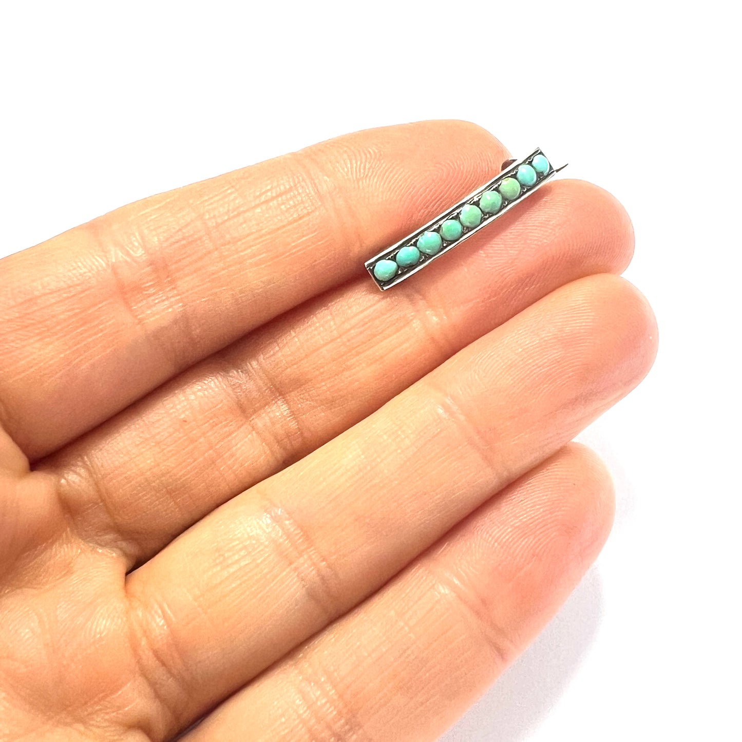 Tiny Antique Turquoise Line Brooch