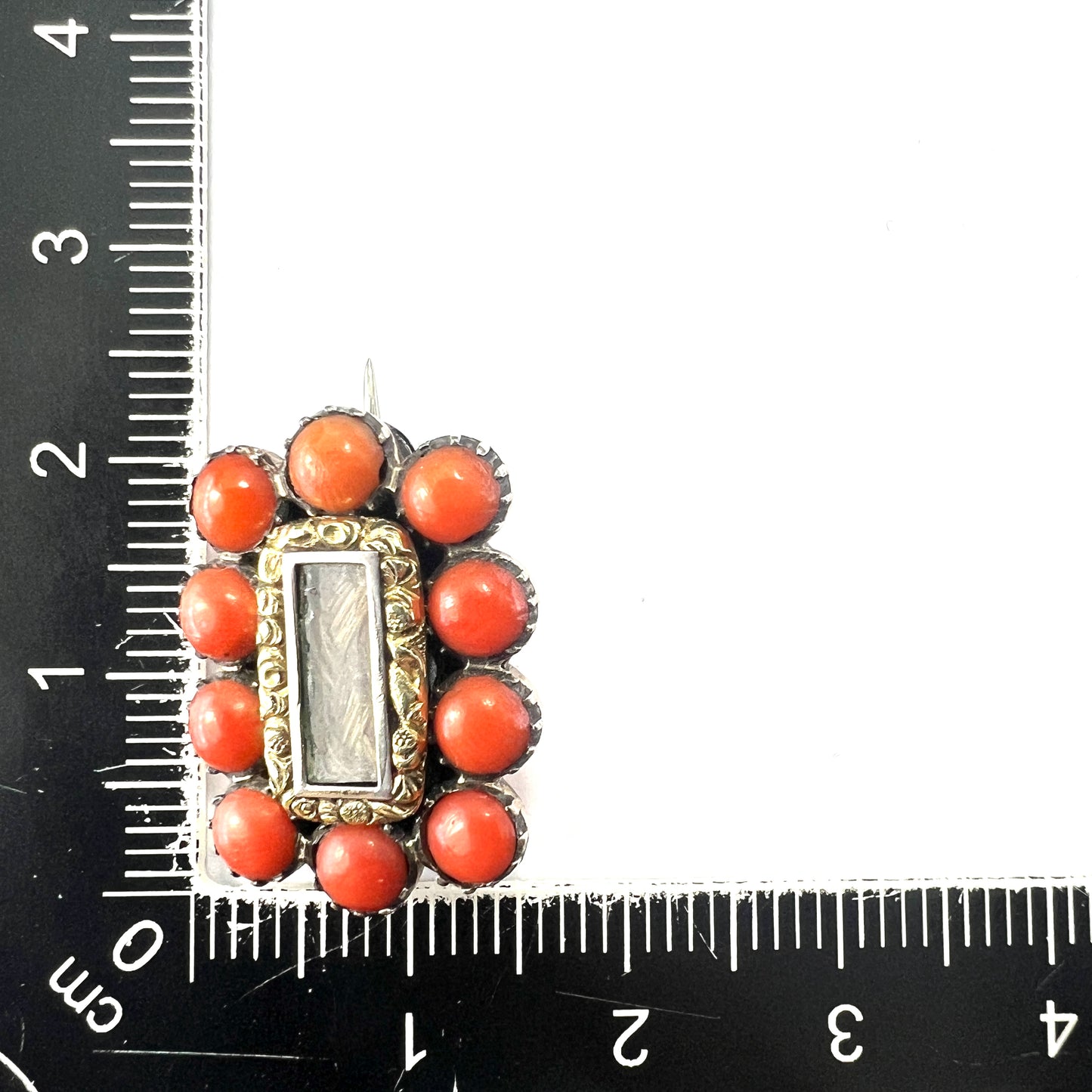 Georgian Coral Gold Cased Mourning Brooch