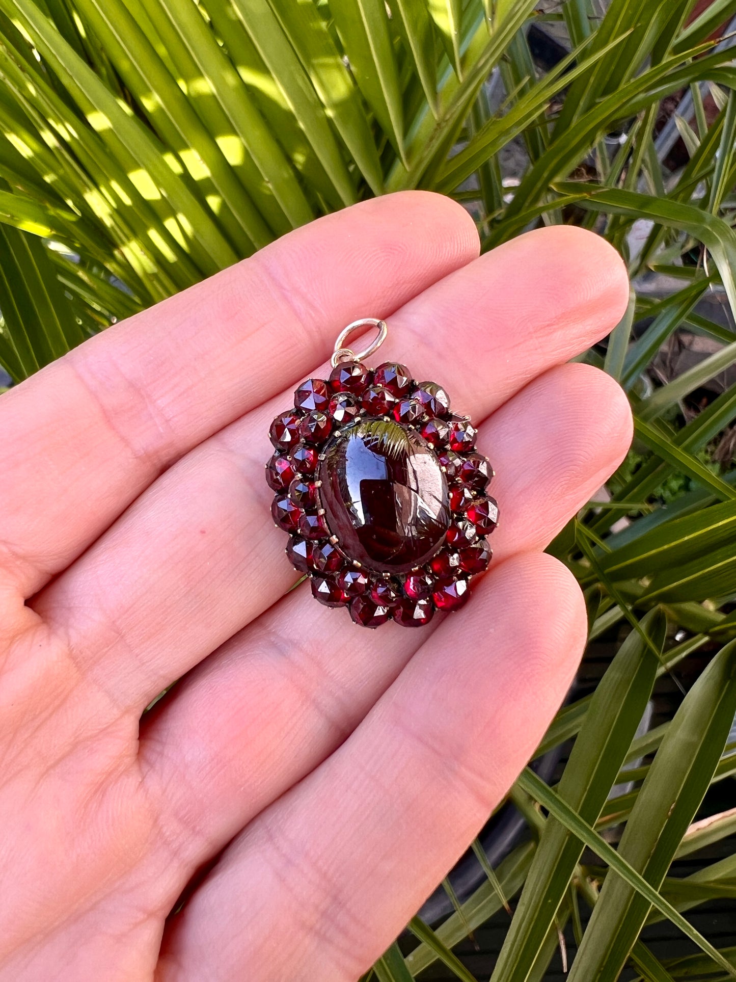 Large Victorian Garnet Cluster Pendant