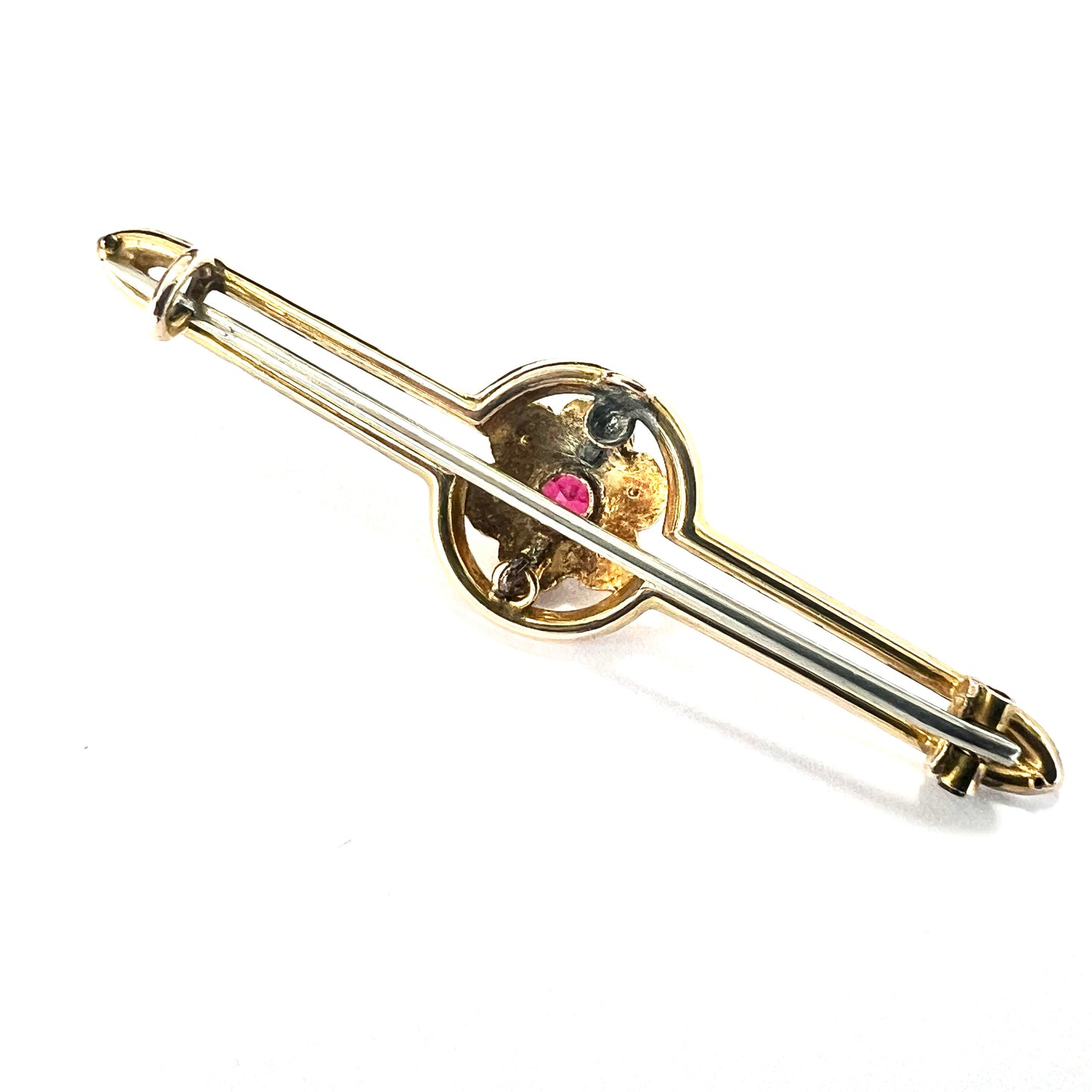 Edwardian 9CT Gold Pearl and Paste Brooch
