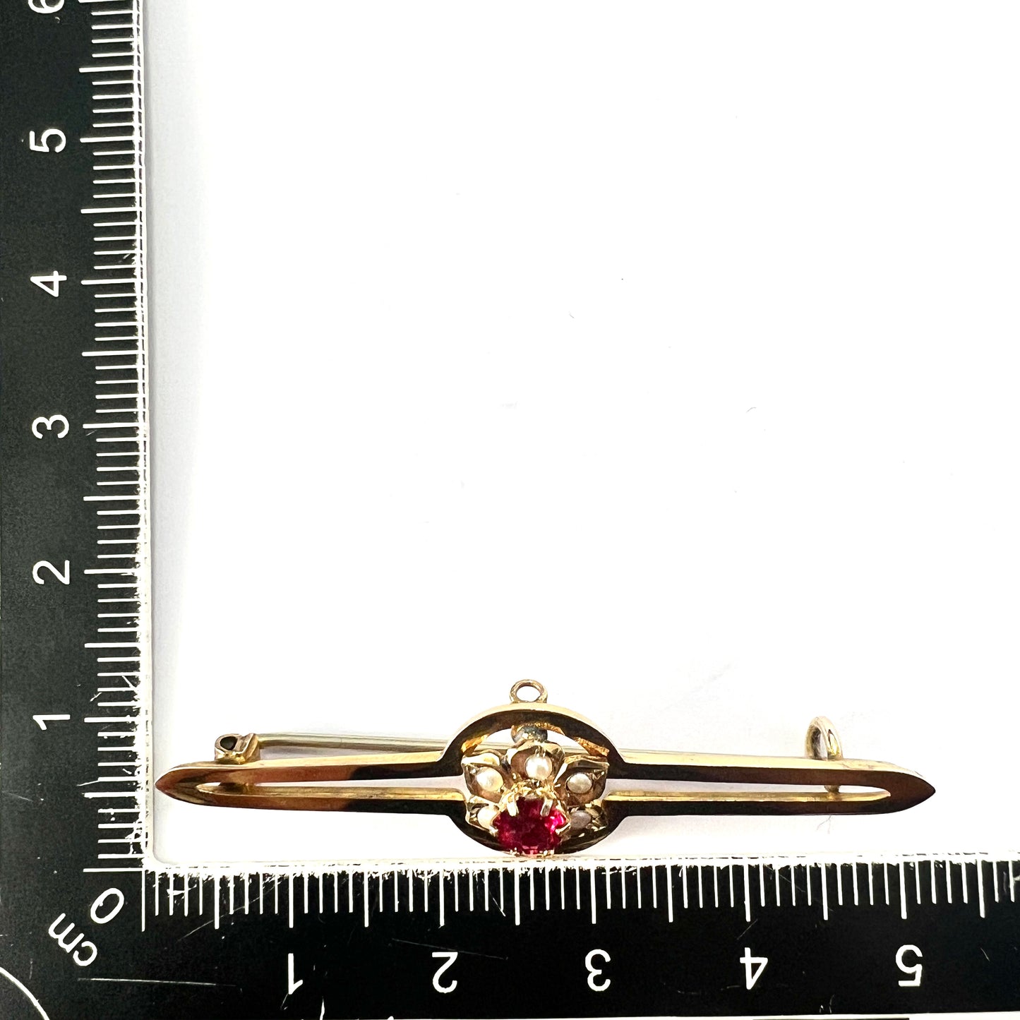 Edwardian 9CT Gold Pearl and Paste Brooch