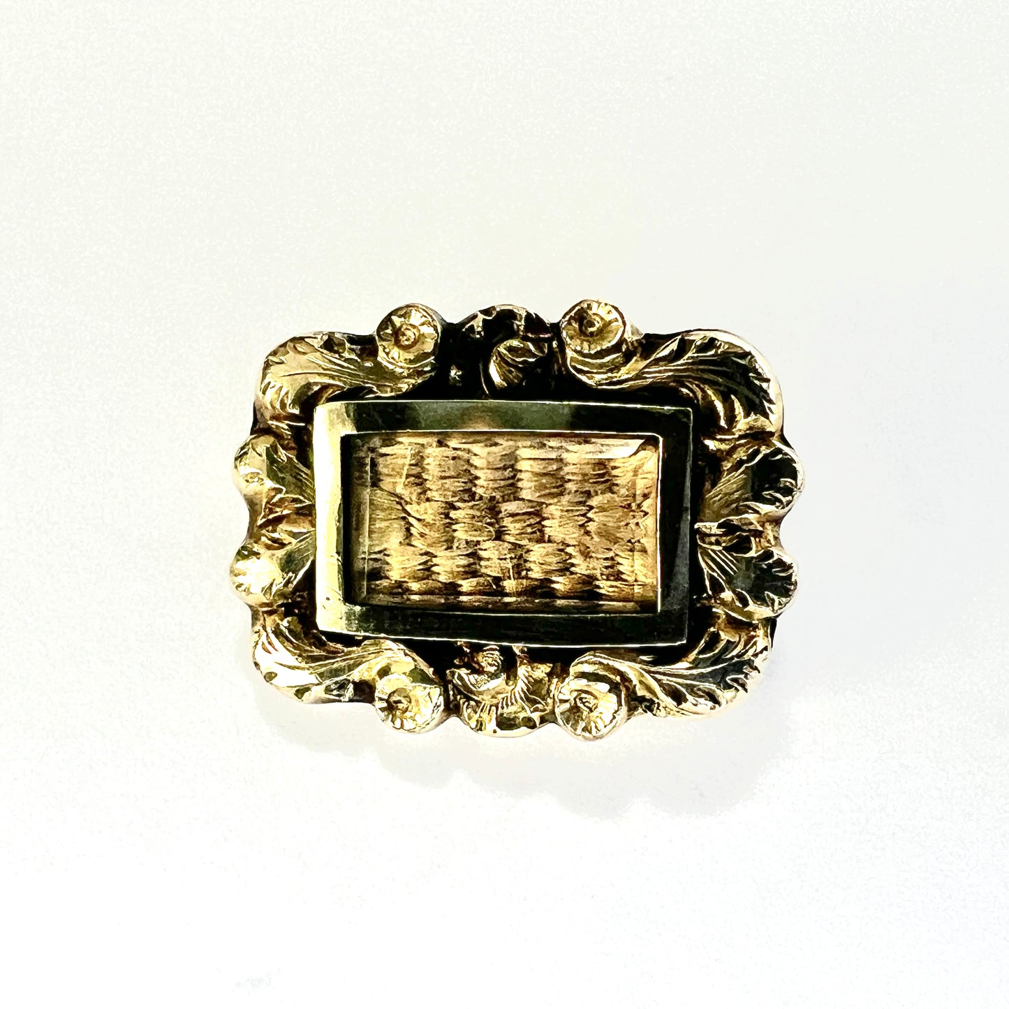 Tiny Georgian Gold Cased Hair Mourning Brooch