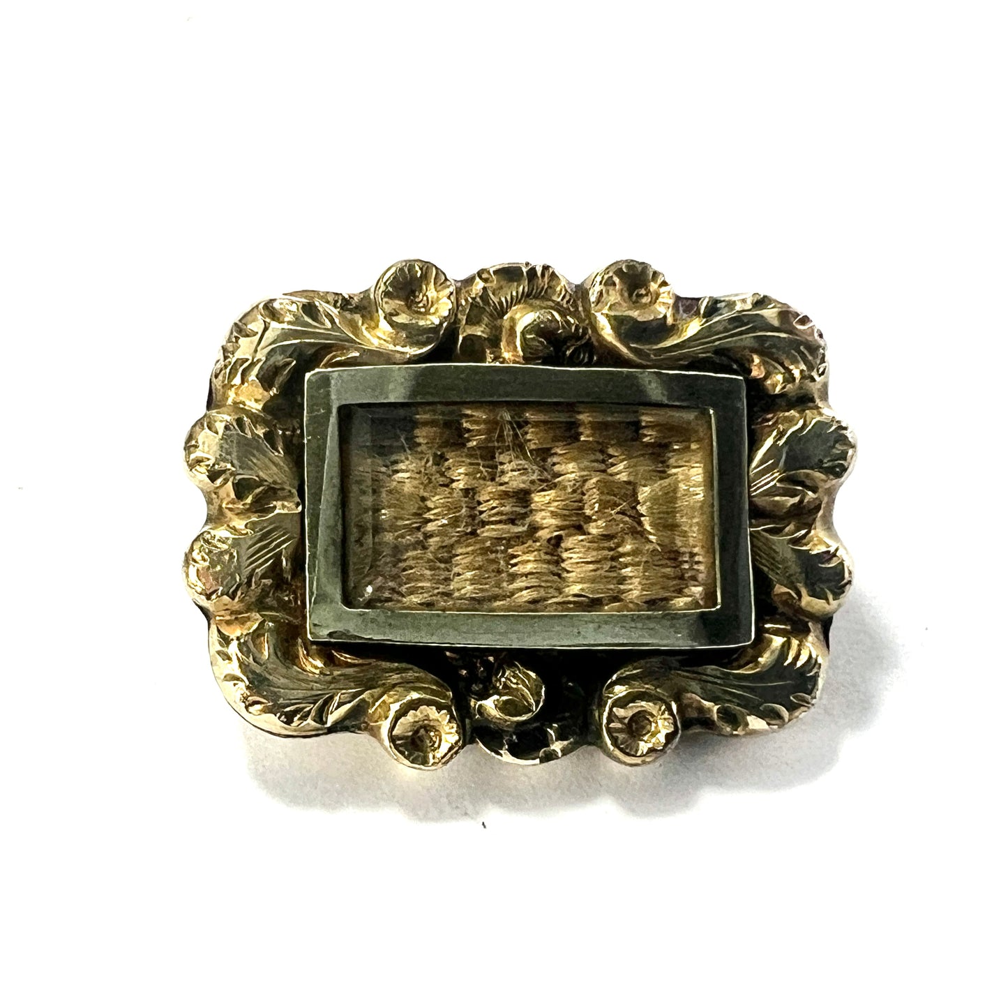 Tiny Georgian Gold Cased Hair Mourning Brooch