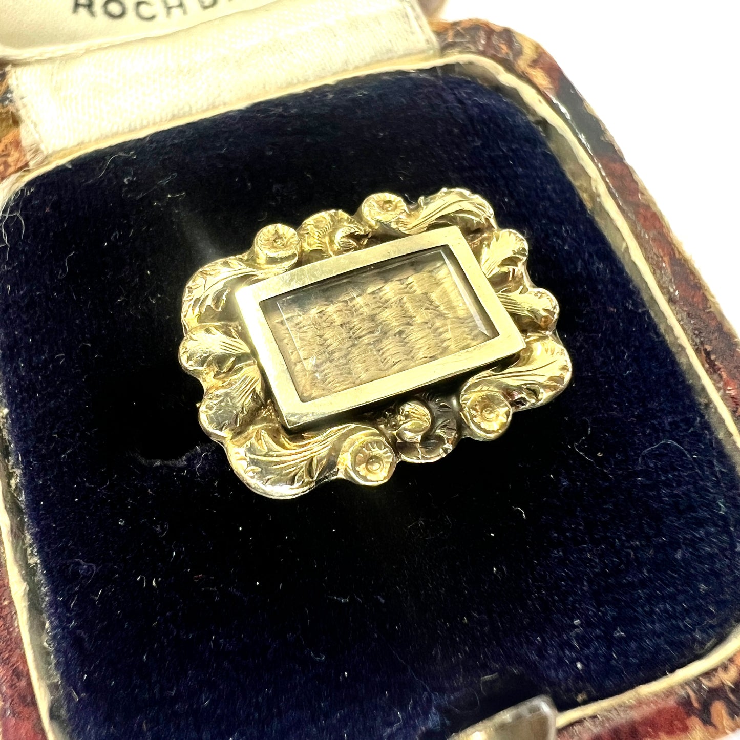 Tiny Georgian Gold Cased Hair Mourning Brooch