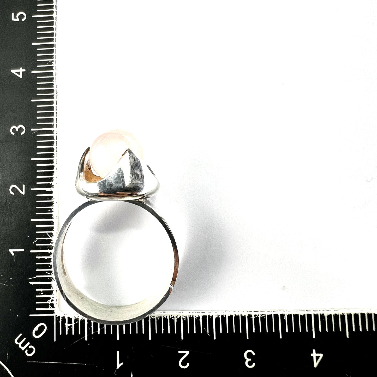 Vintage Kultaseppa Salovaara Rose Quartz Modernist Silver Ring