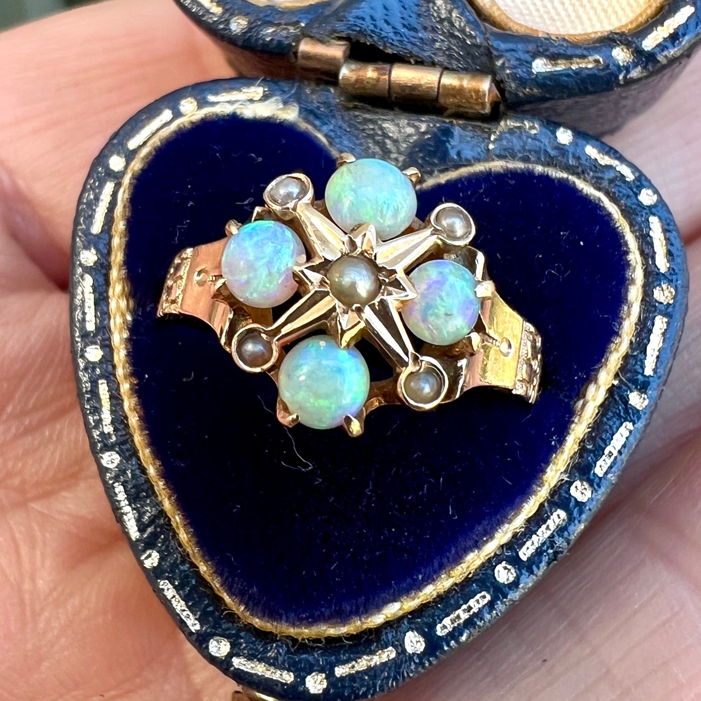 Antique Opal and Pearl 9CT Gold Ring