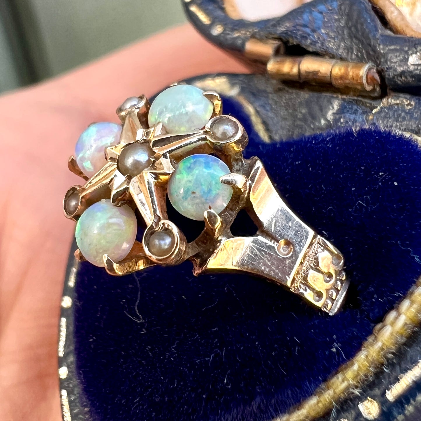 Antique Opal and Pearl 9CT Gold Ring