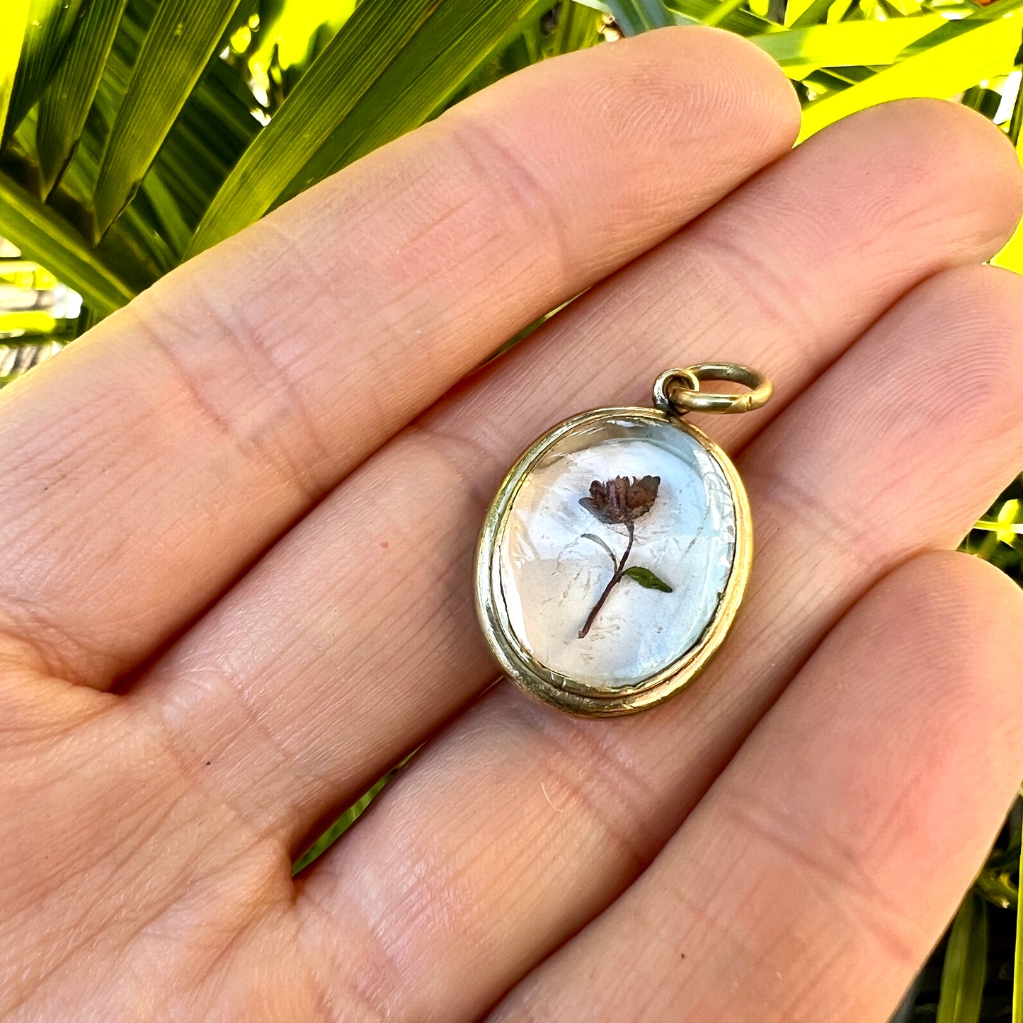 Victorian Locket Pendant with Dried Flower