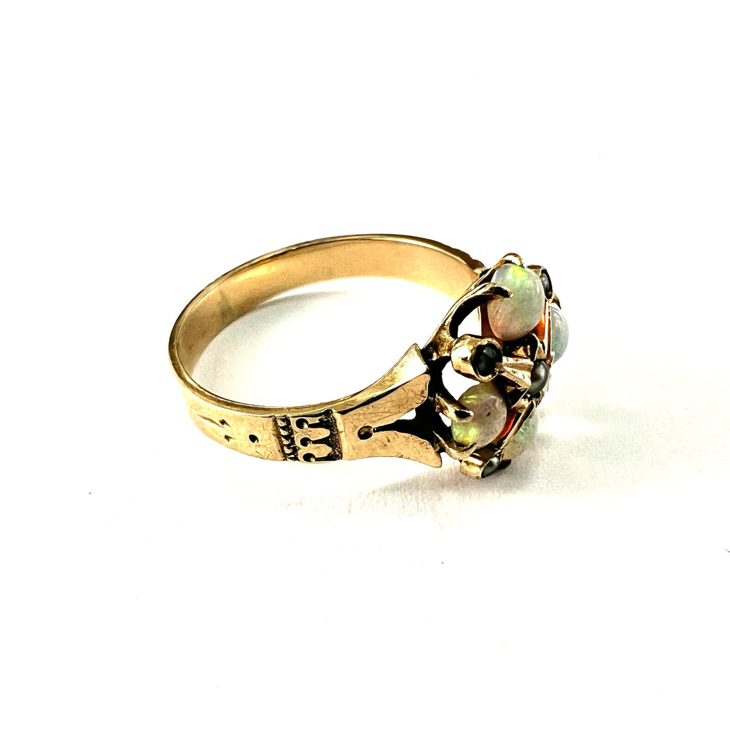 Antique Opal and Pearl 9CT Gold Ring