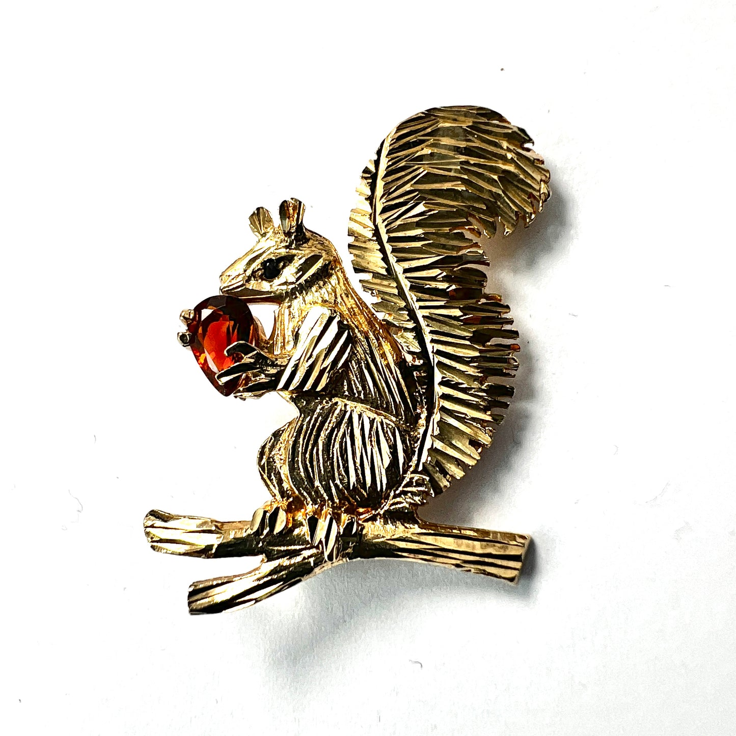 Vintage 9CT Gold Citrine Squirrel Brooch