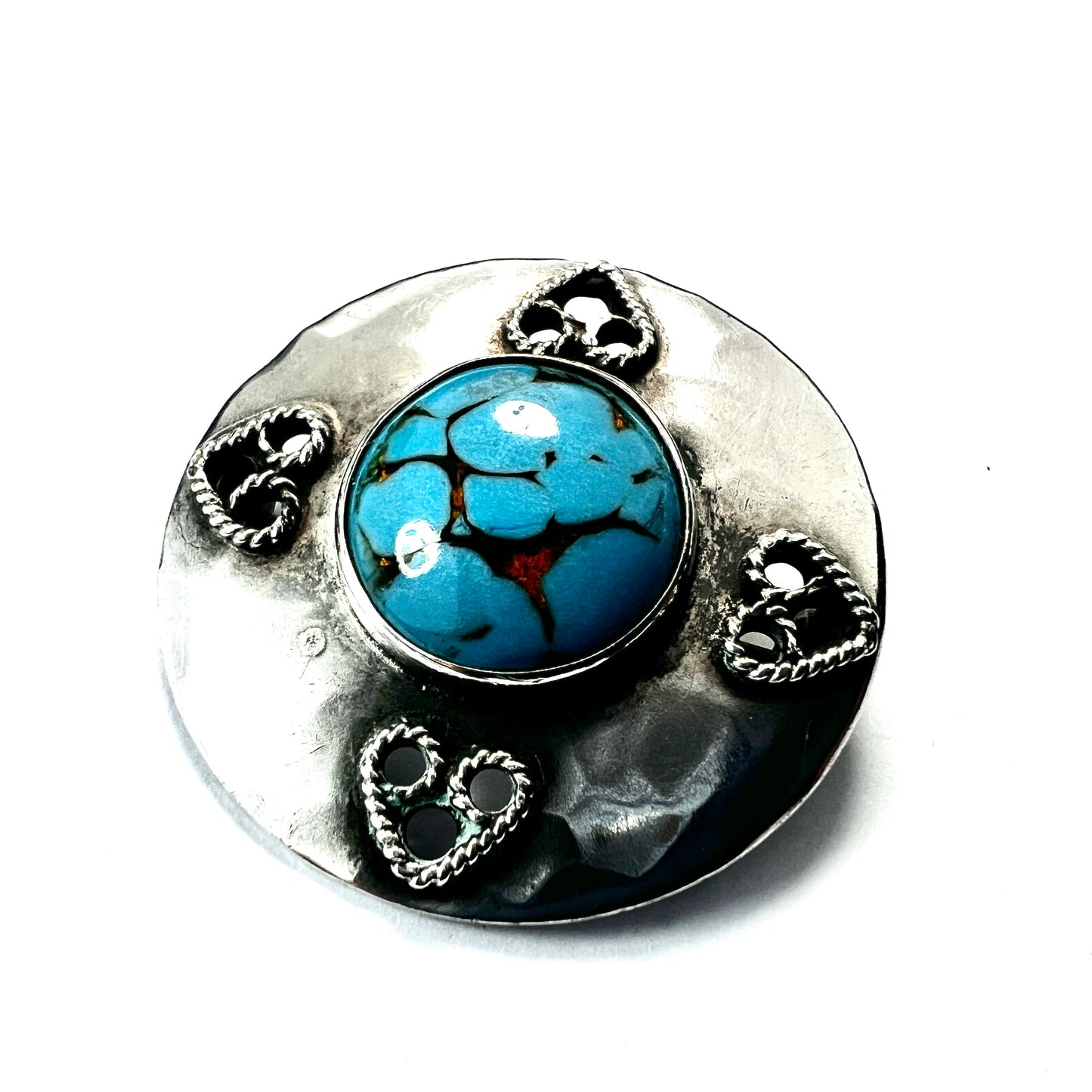 Arts and Crafts Turquoise Glass Silver Brooch by Bernard Instone