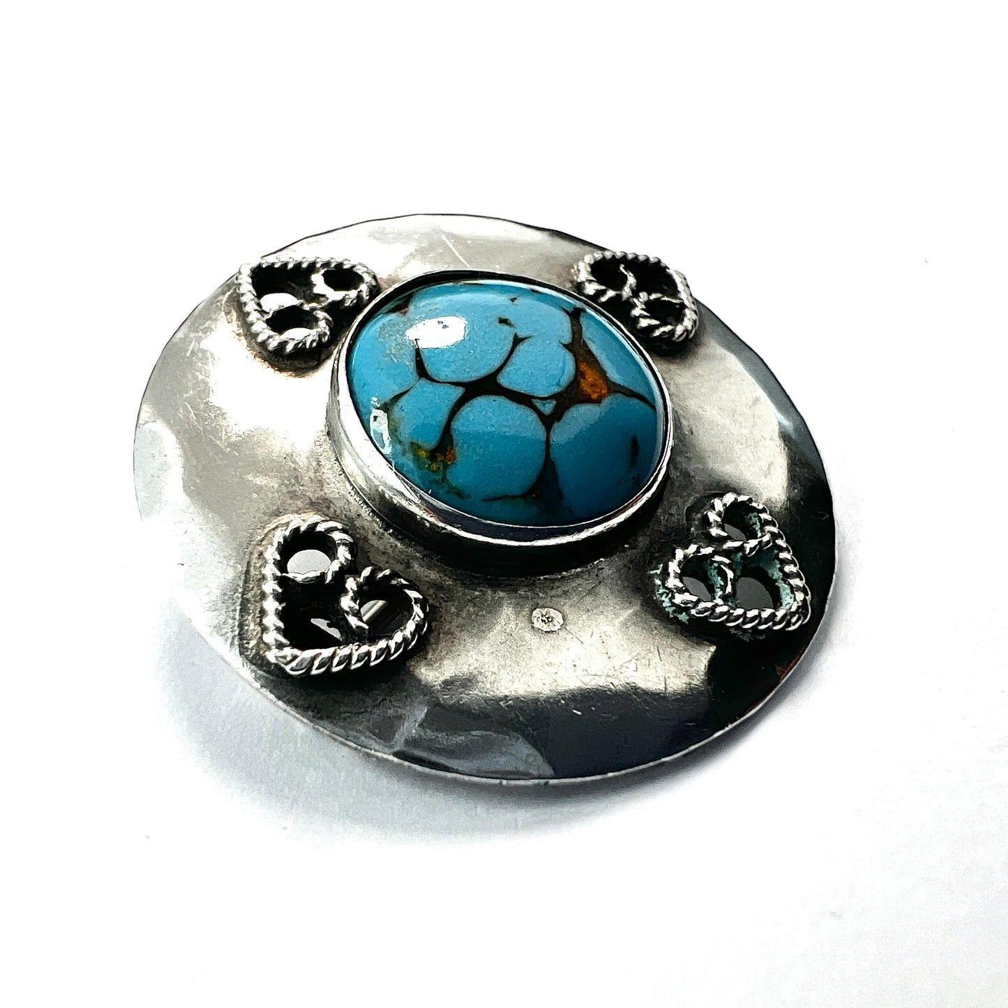Arts and Crafts Turquoise Glass Silver Brooch by Bernard Instone