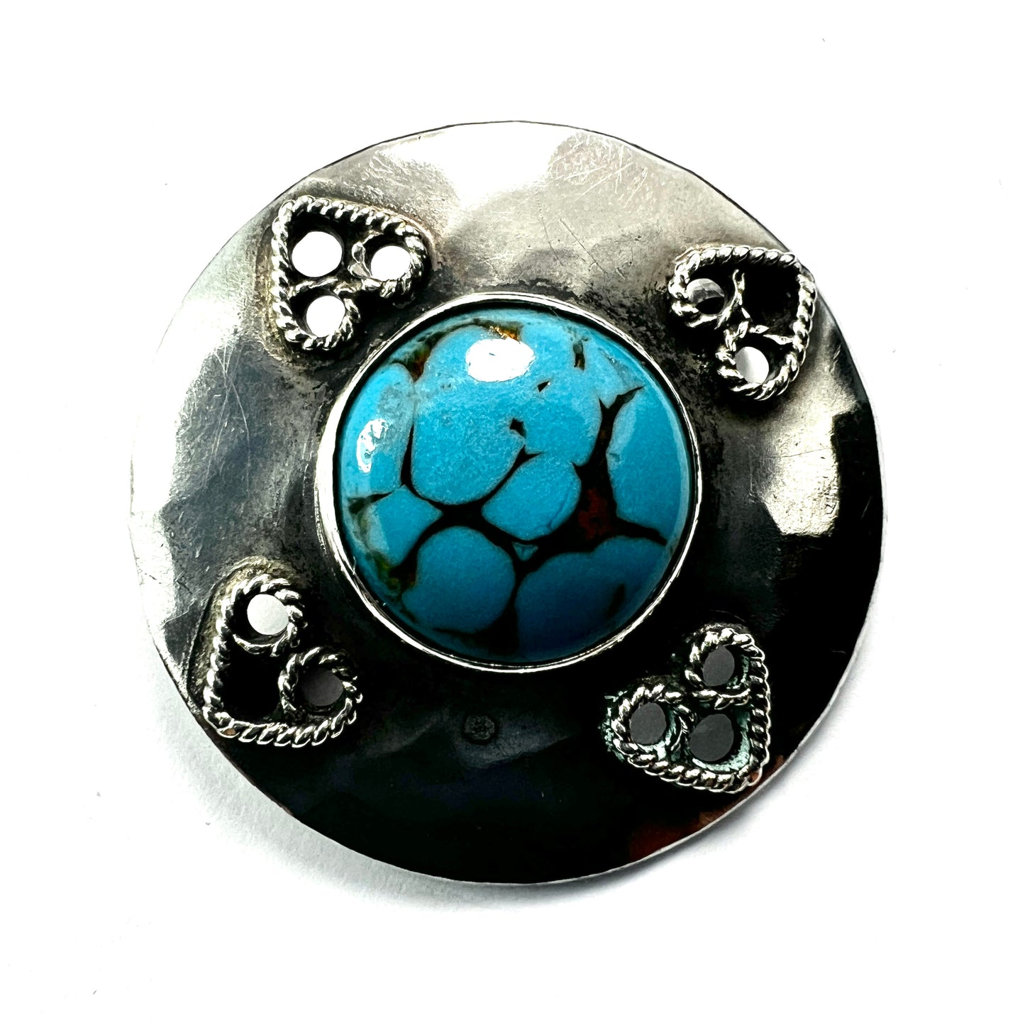 Arts and Crafts Turquoise Glass Silver Brooch by Bernard Instone