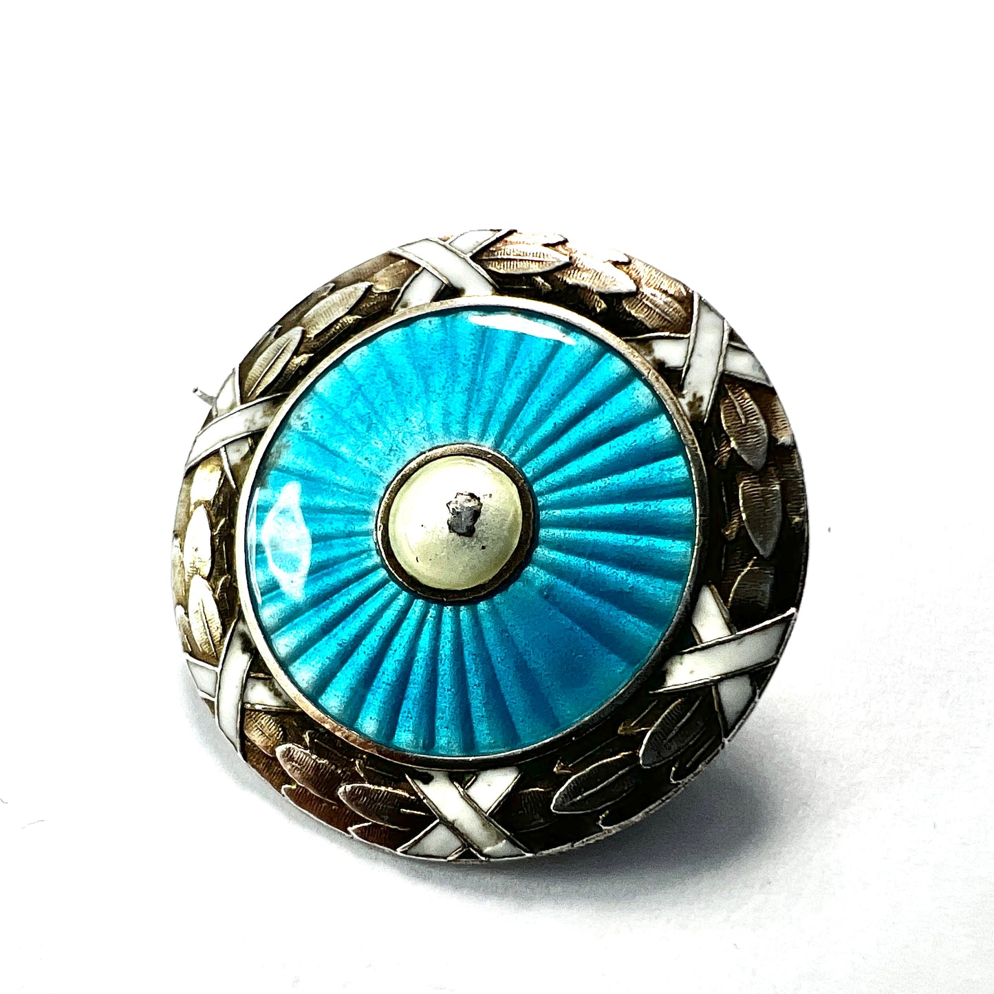 Antique Turquoise Enamelled Silver Brooch • Marius Hammer