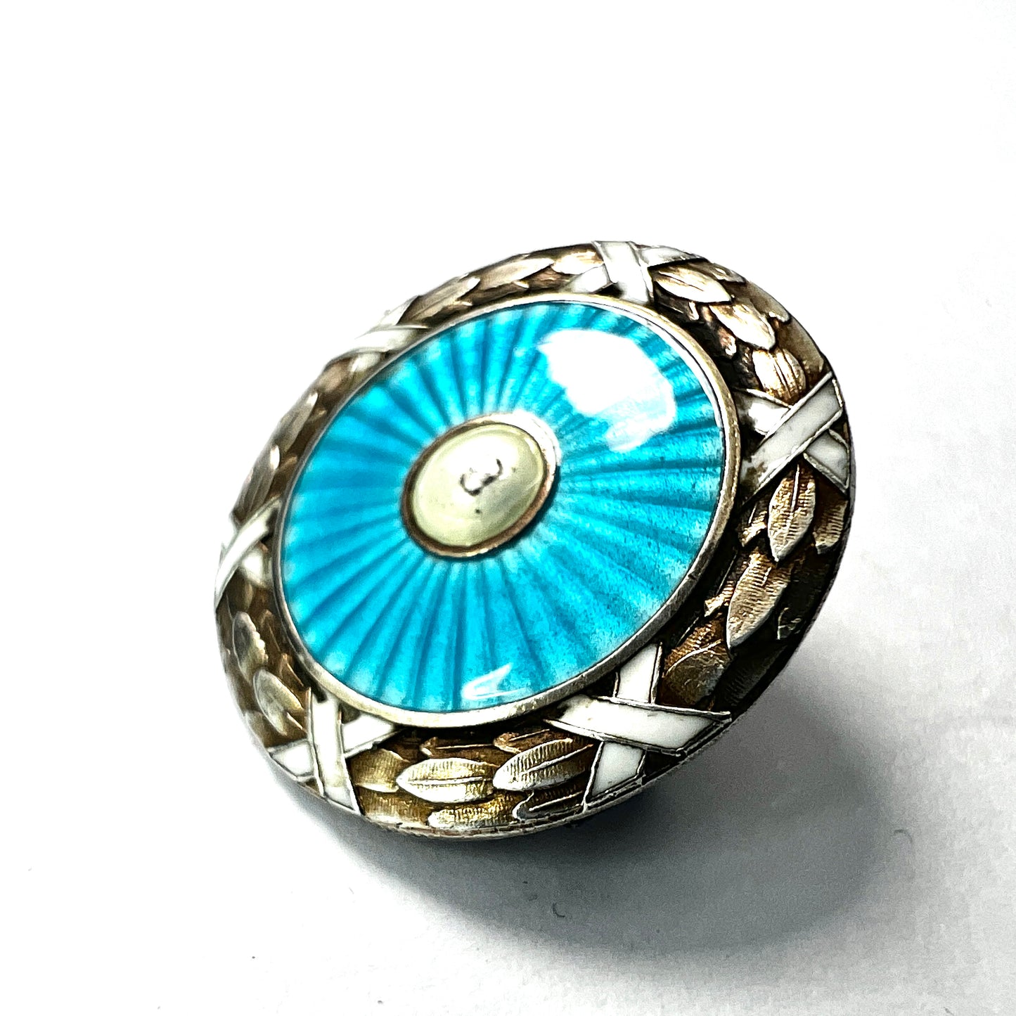 Antique Turquoise Enamelled Silver Brooch • Marius Hammer