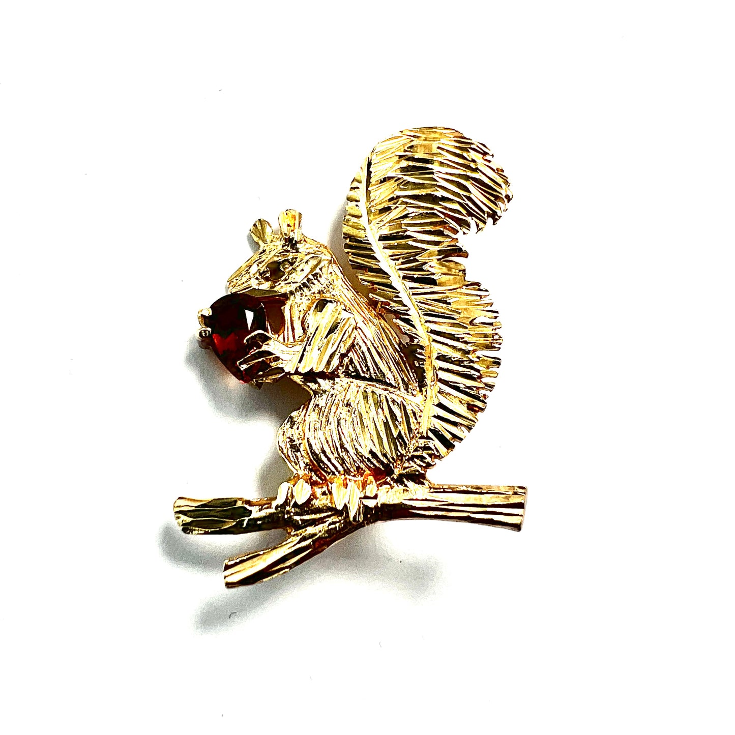 Vintage 9CT Gold Citrine Squirrel Brooch