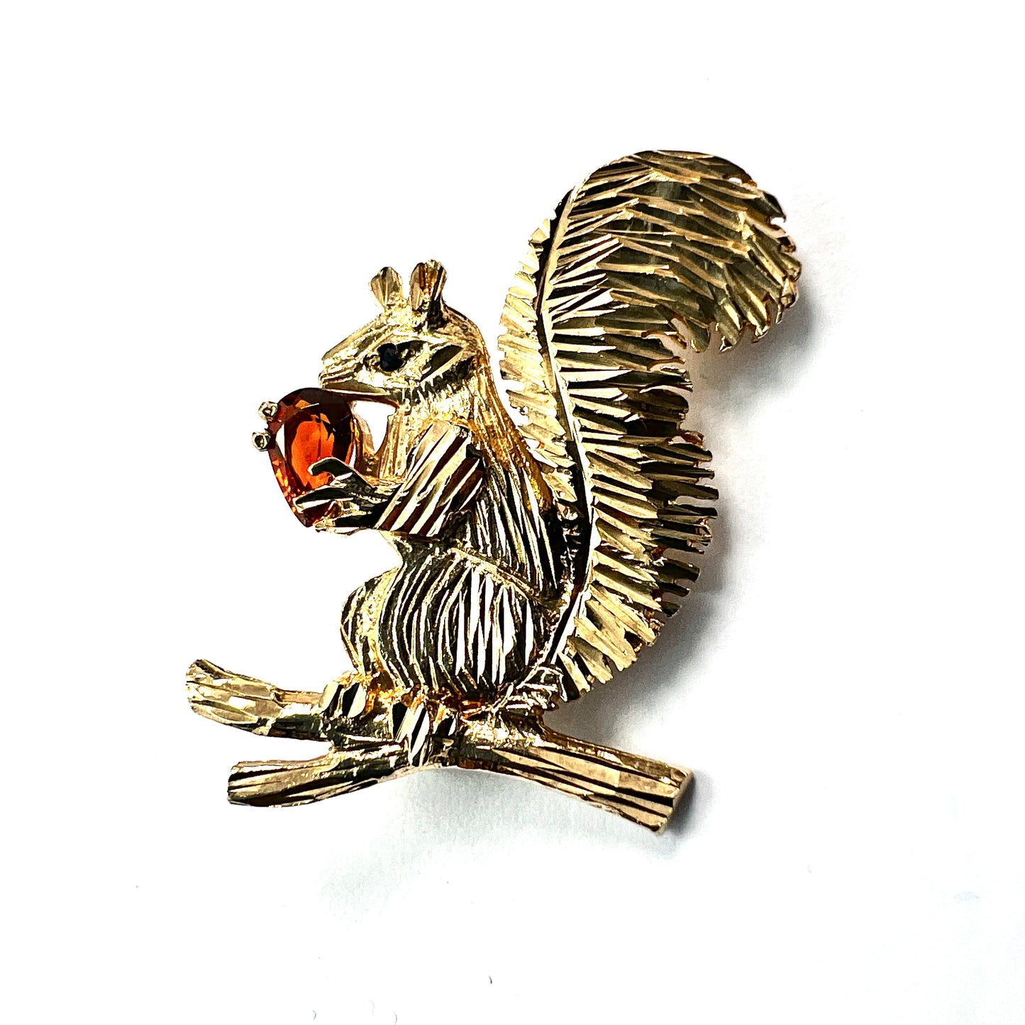 Vintage 9CT Gold Citrine Squirrel Brooch