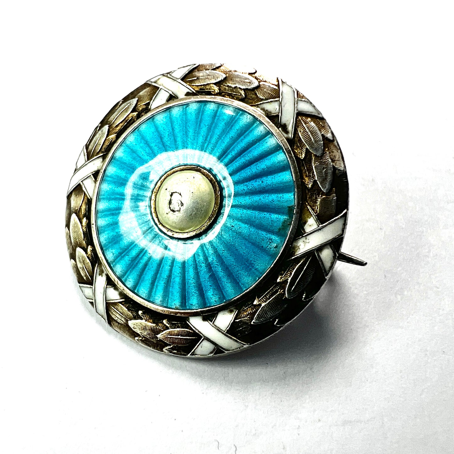 Antique Turquoise Enamelled Silver Brooch • Marius Hammer