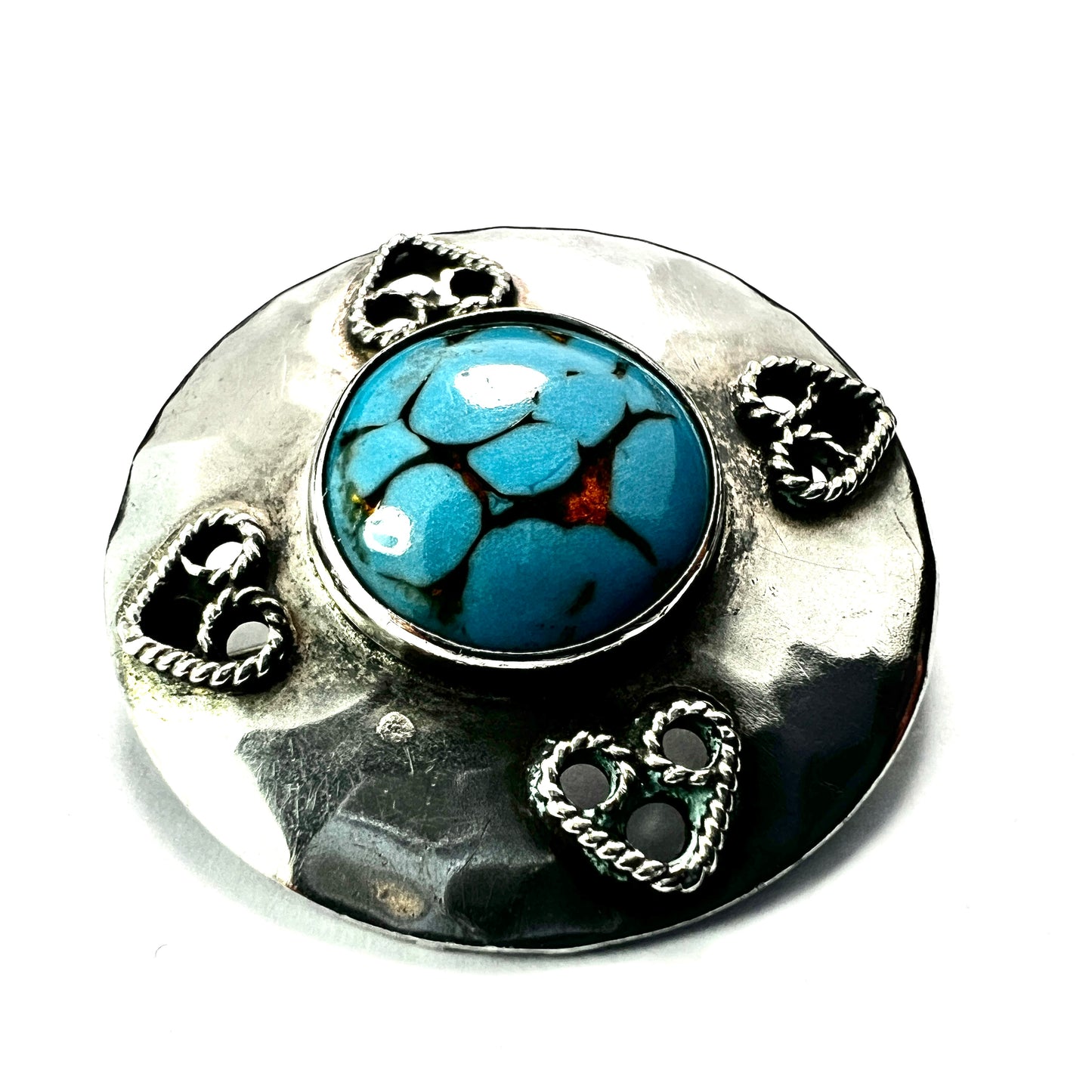Arts and Crafts Turquoise Glass Silver Brooch by Bernard Instone