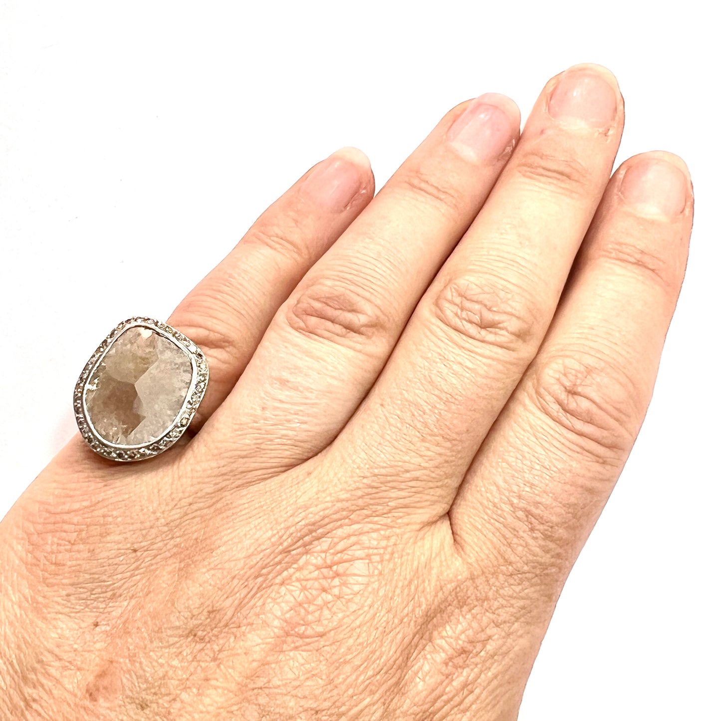 Incredible William Welstead 18CT White Gold Flat Rose-Cut Diamond Ring