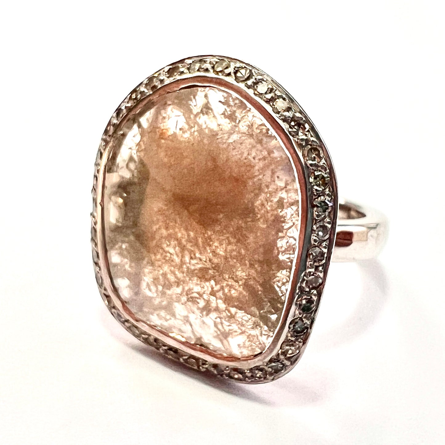 Incredible William Welstead 18CT White Gold Flat Rose-Cut Diamond Ring