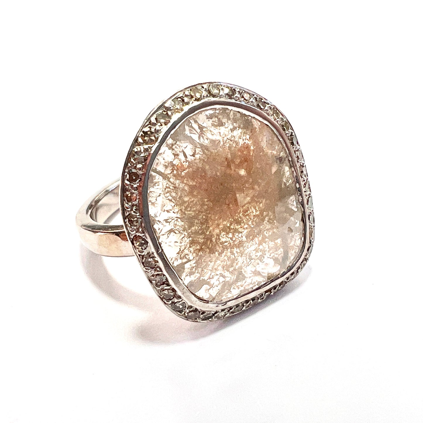 Incredible William Welstead 18CT White Gold Flat Rose-Cut Diamond Ring