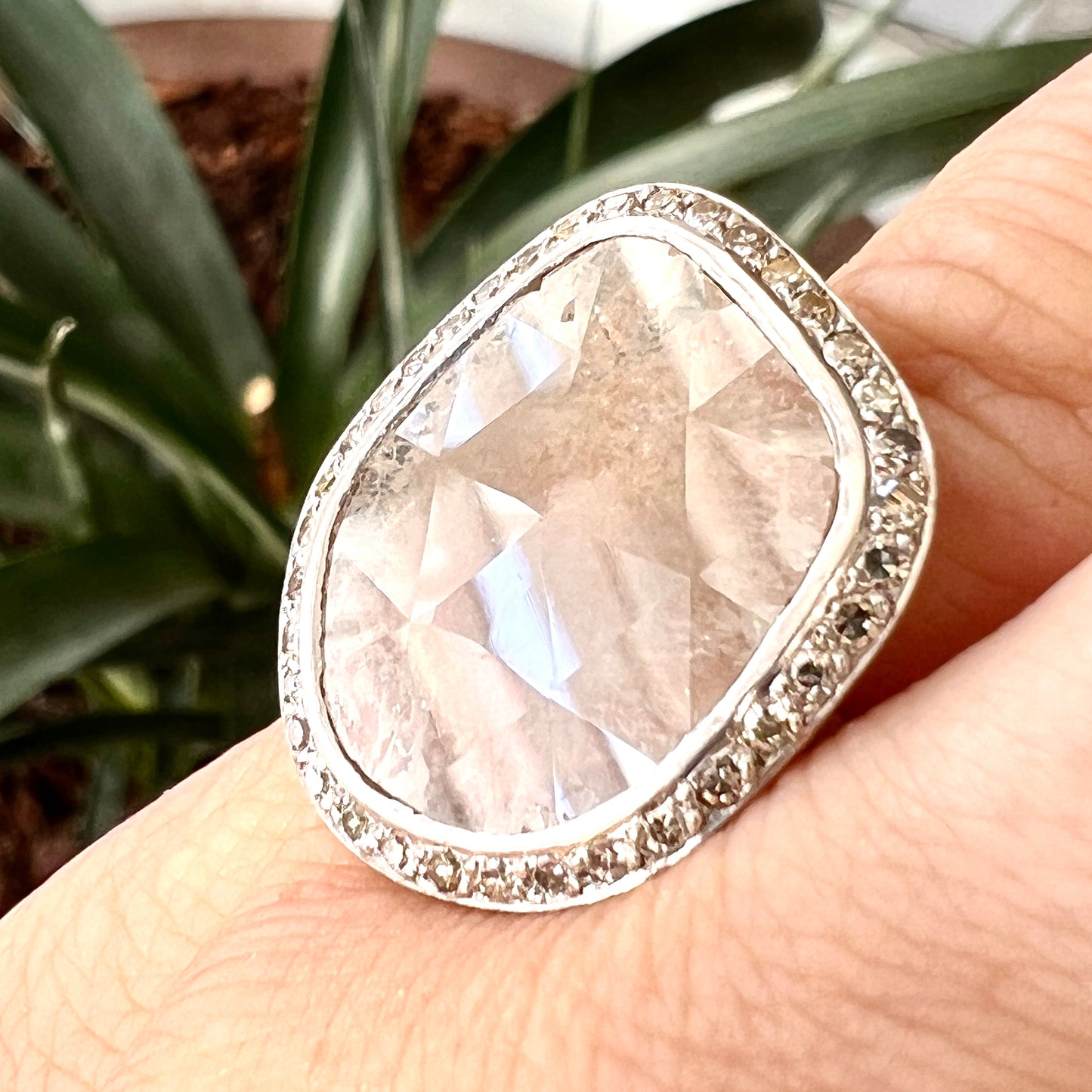 Incredible William Welstead 18CT White Gold Flat Rose-Cut Diamond Ring