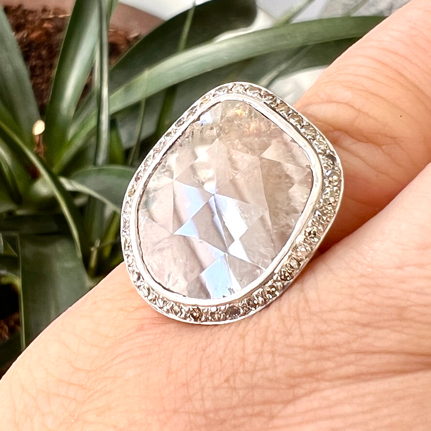 Incredible William Welstead 18CT White Gold Flat Rose-Cut Diamond Ring