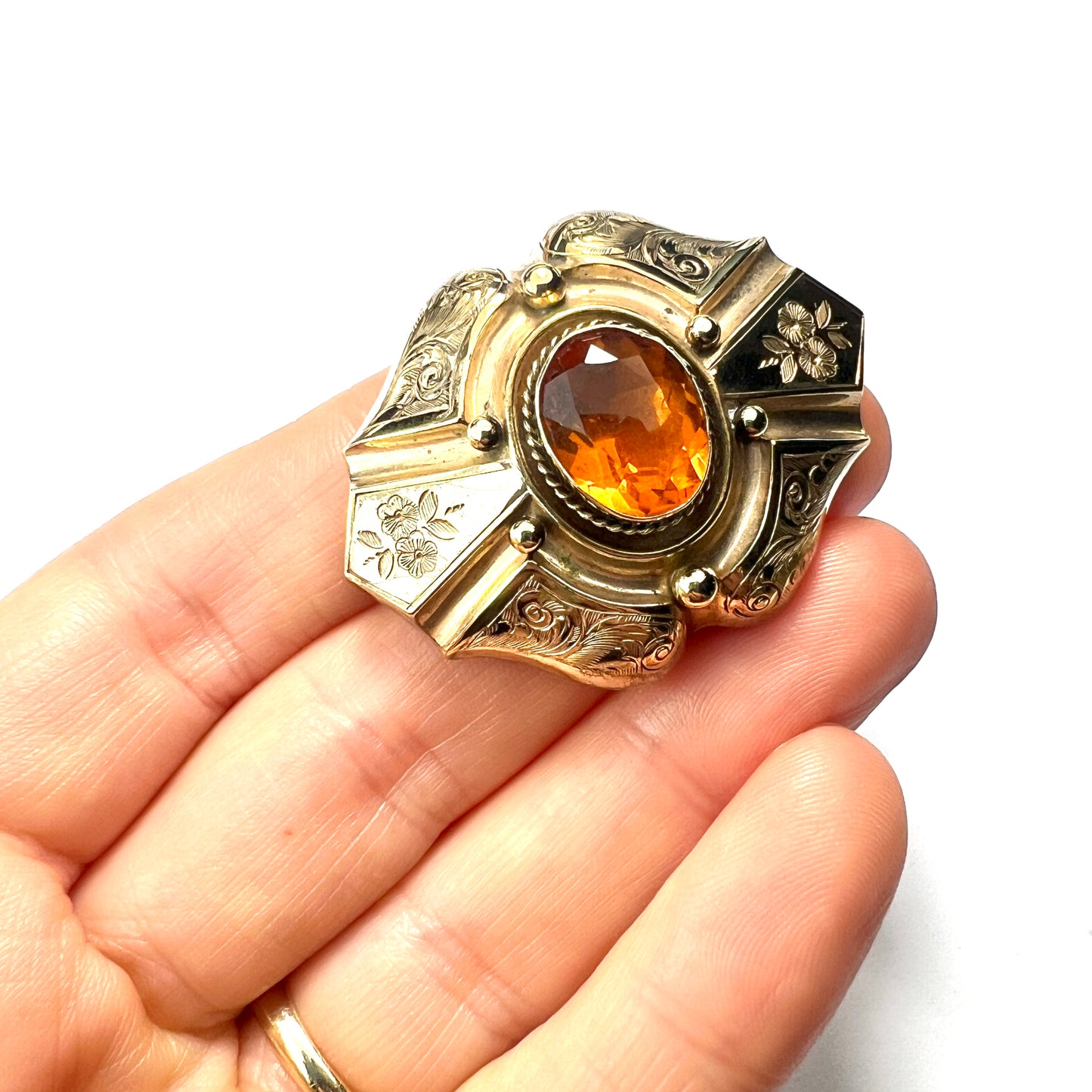 Victorian Golden Topaz Paste Brooch