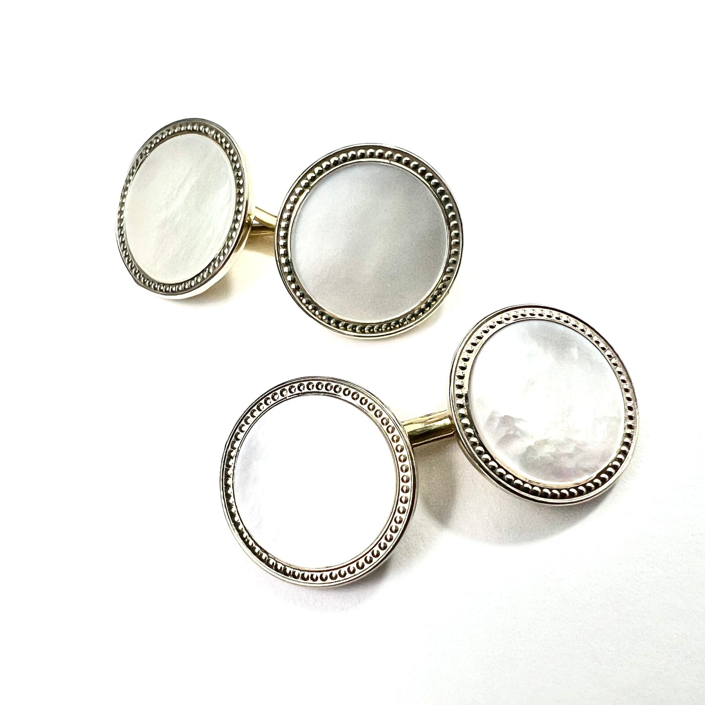 Art Deco Mother of Pearl Gold Cufflinks