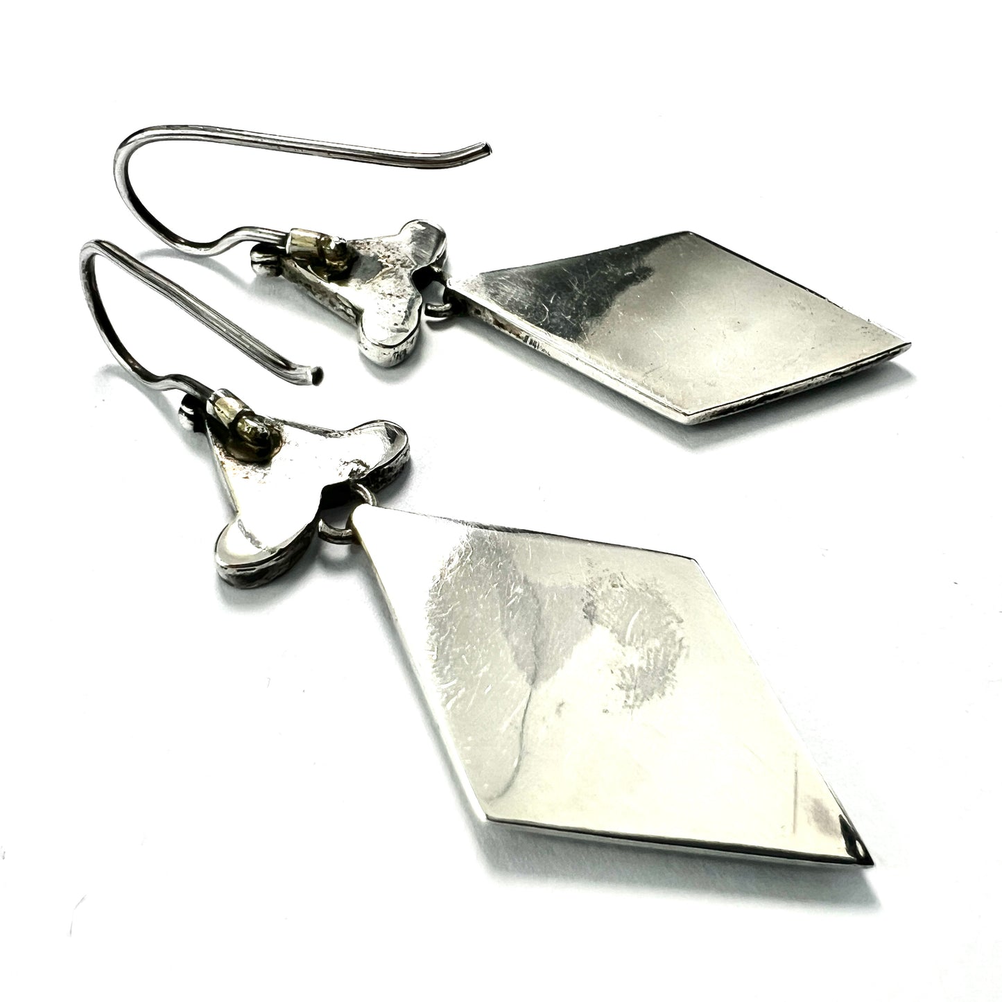 Large Victorian Scottish Silver Agate Earrings